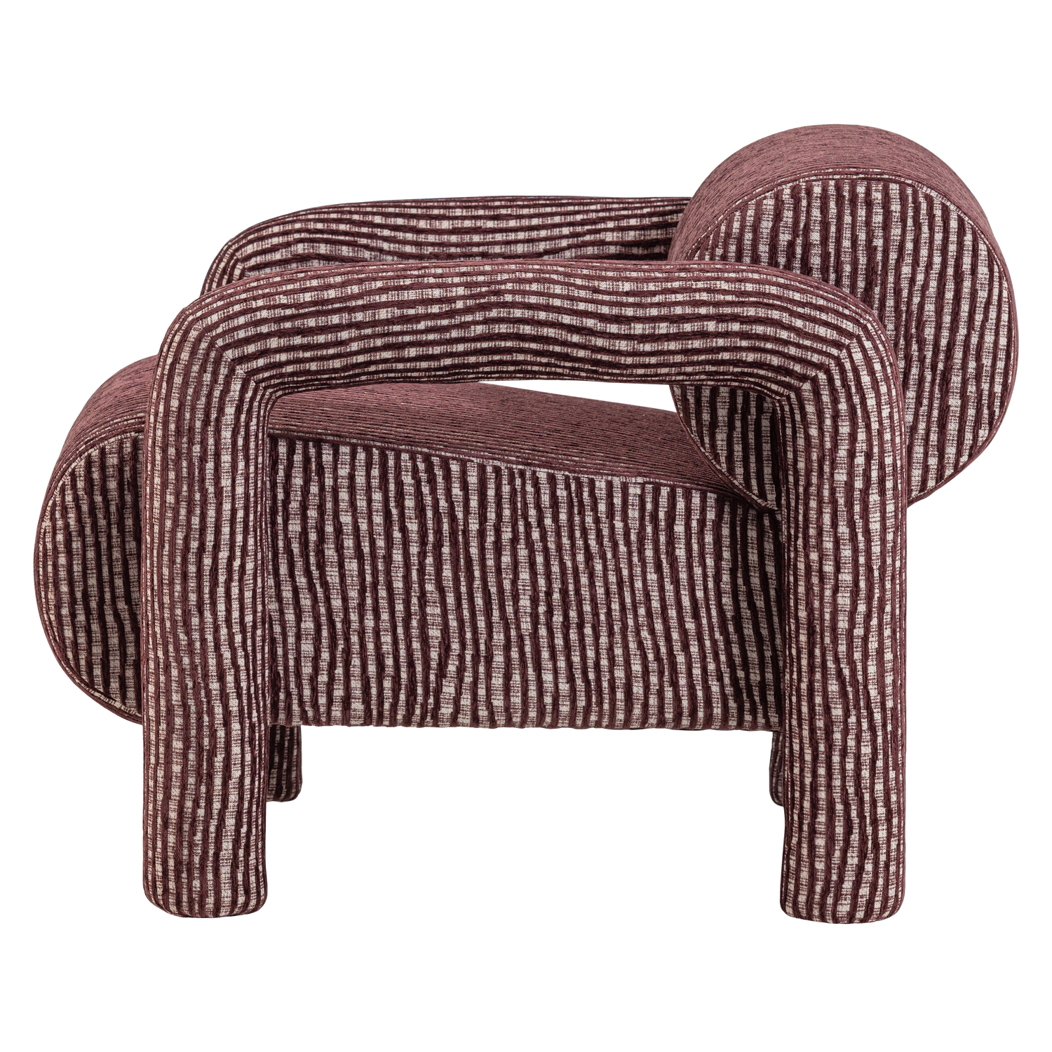 Fauteuil LENNY grijs met bordeauxrood