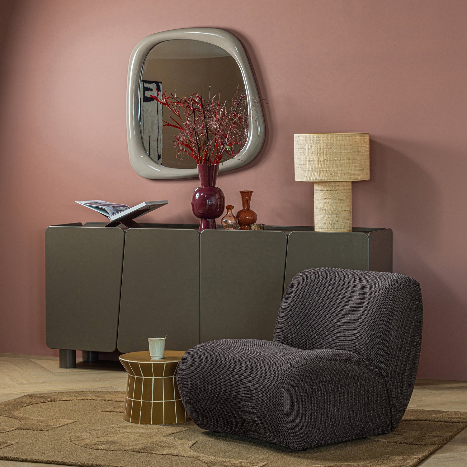 Sessel NOMU anthrazitfarbenes Chenille