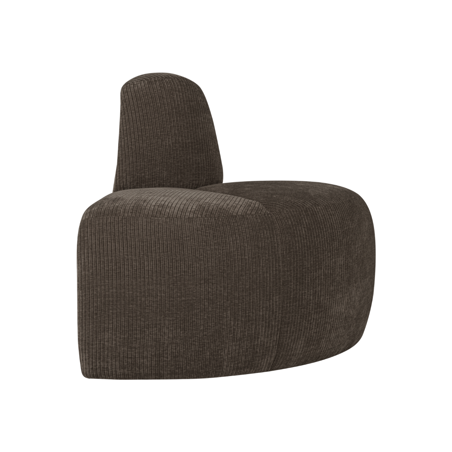 Modulaire bank MOJO BENCH - afgeronde hoekelement in bruin corduroy