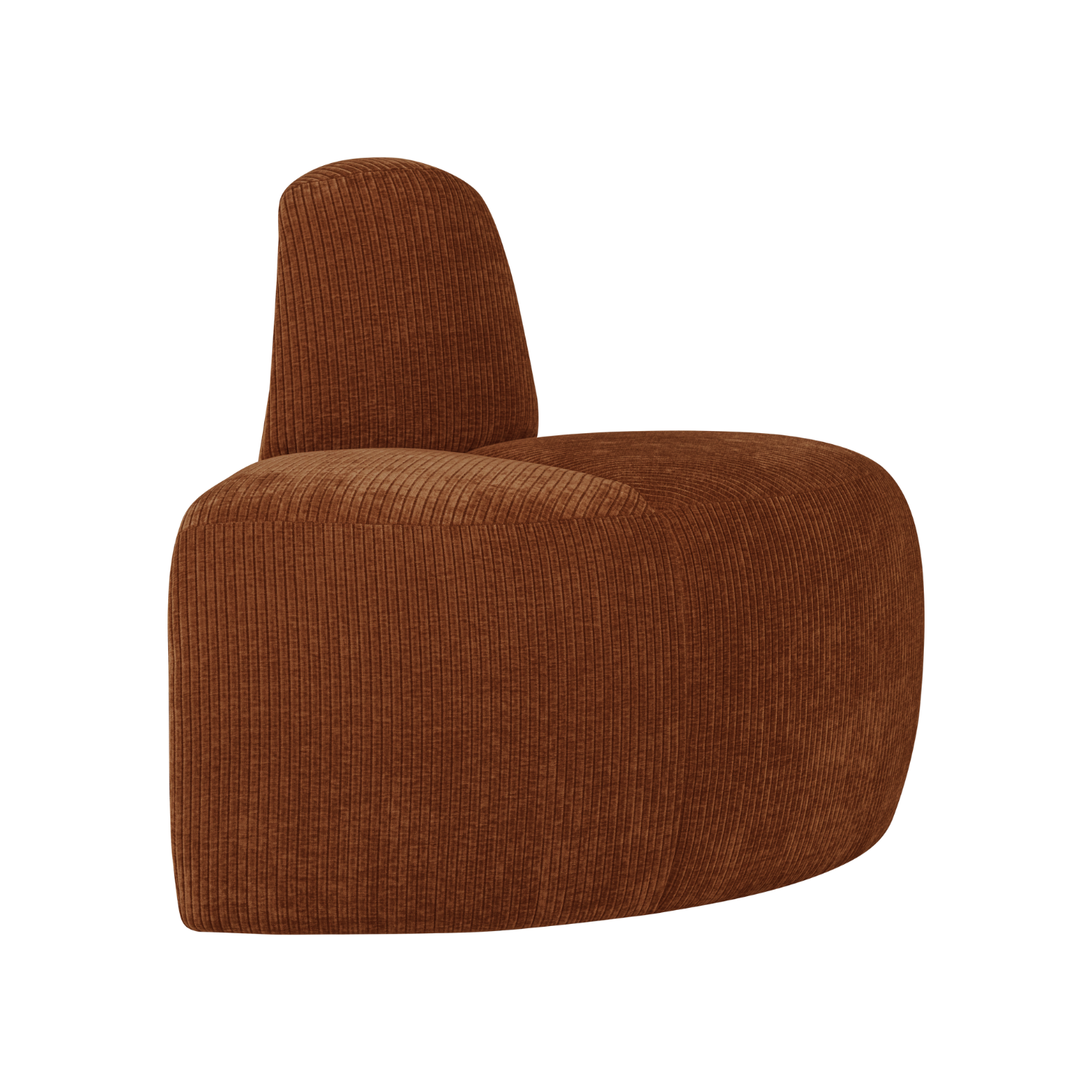 MOJO BENCH Modular Sofa - Rounded Corner Element in Brick Brown Corduroy