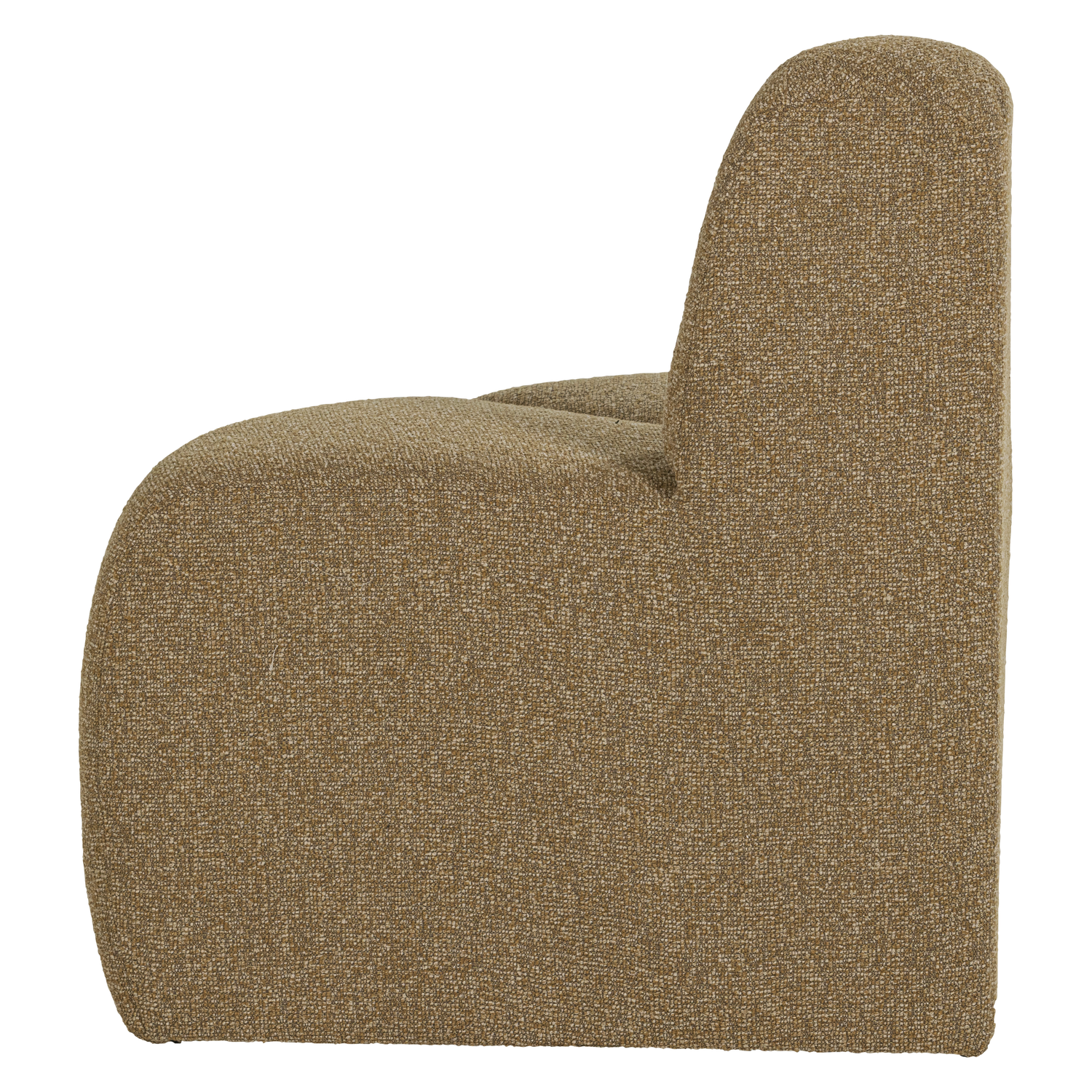 Sofa modułowa MOJO BENCH - element narożny zaokrąglony miodowy bouclé – drewno