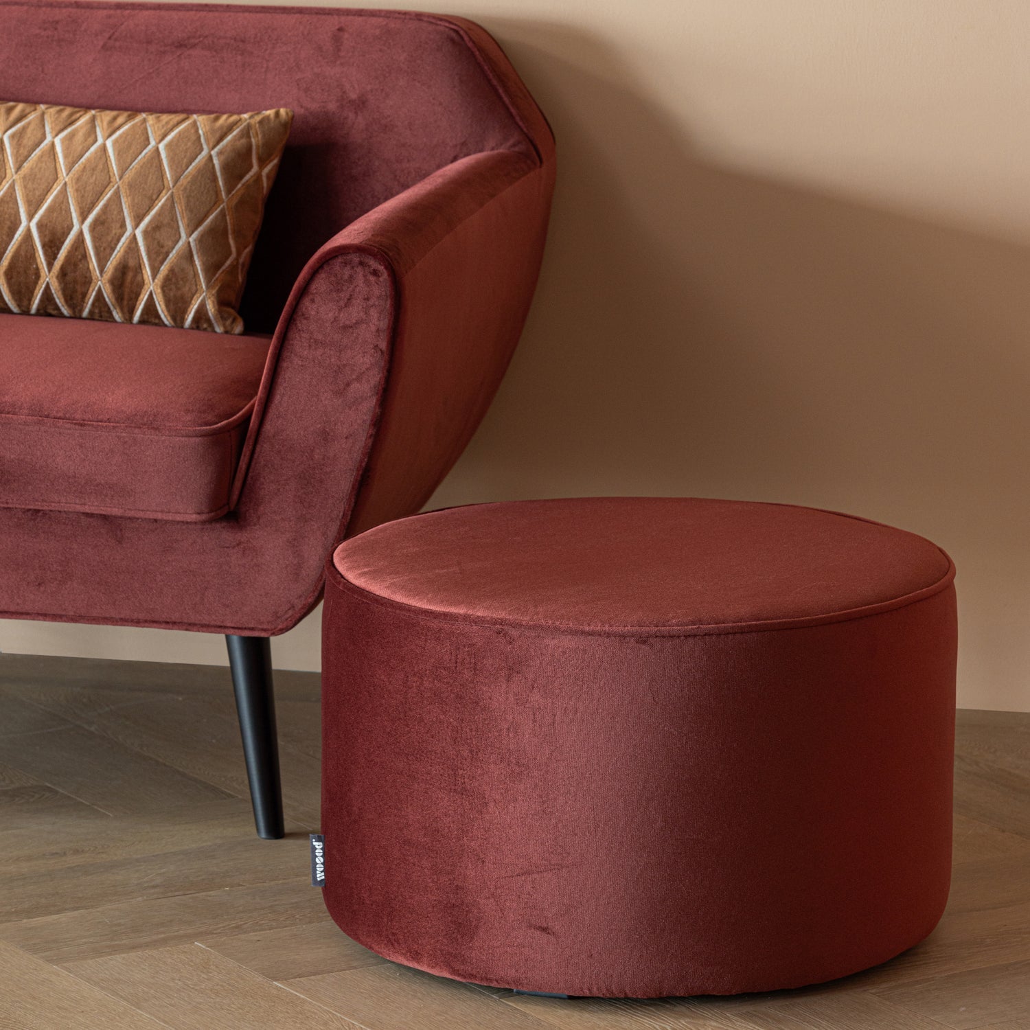 Burgundy Velvet Pouf SARA