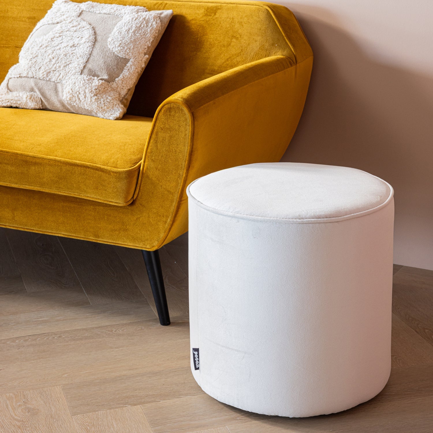 Velvet Pouf SARA Broken White
