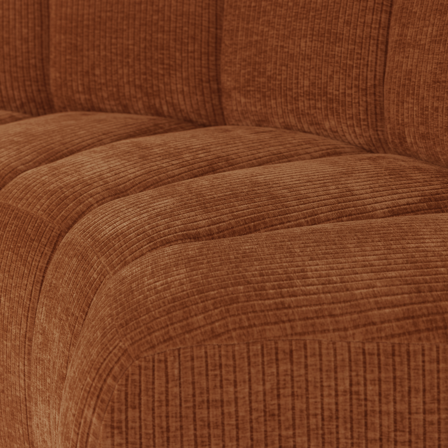 MOJO Modular Sofa - Curved Corner Element in Brick Brown Corduroy