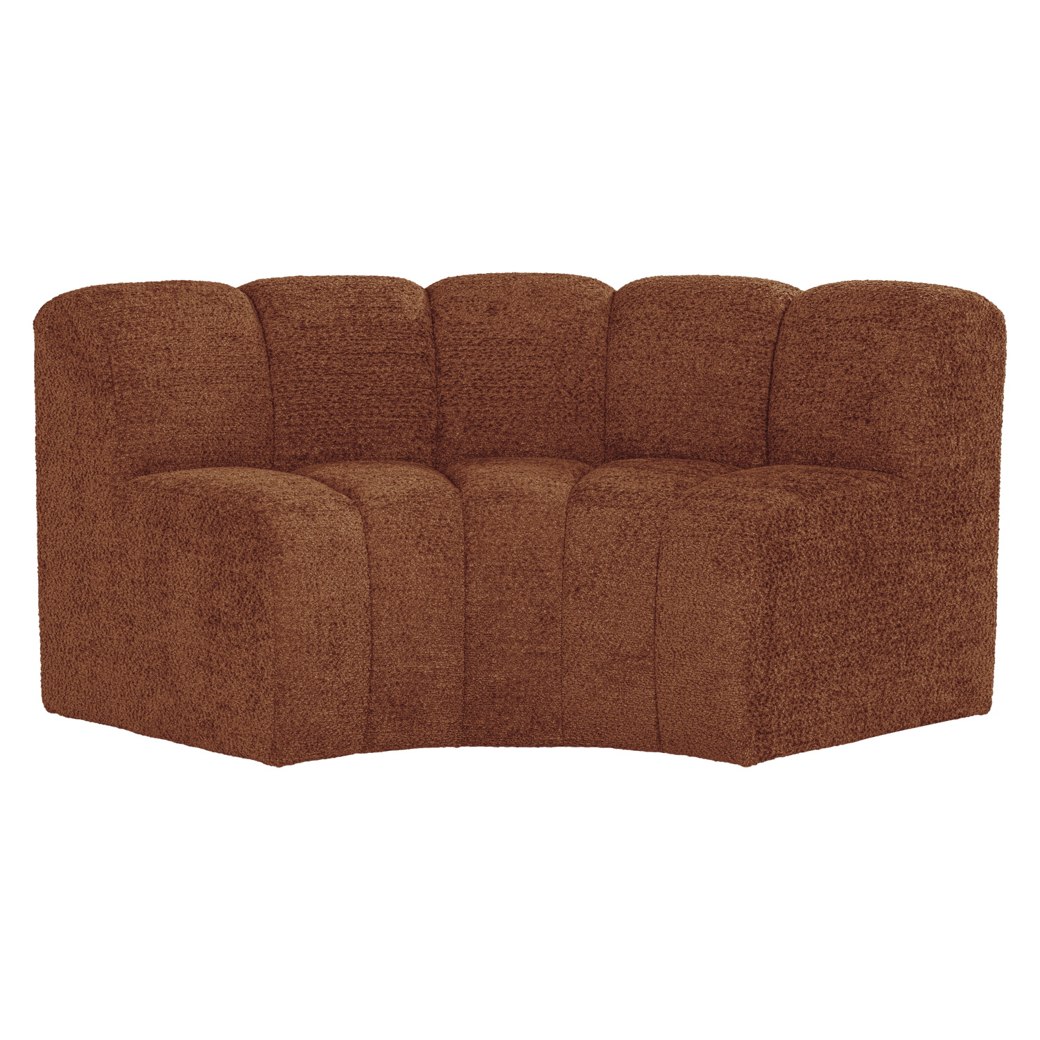 Modulaire bank MOJO BENCH - hoekelement halfrond roestbruin schapenvacht