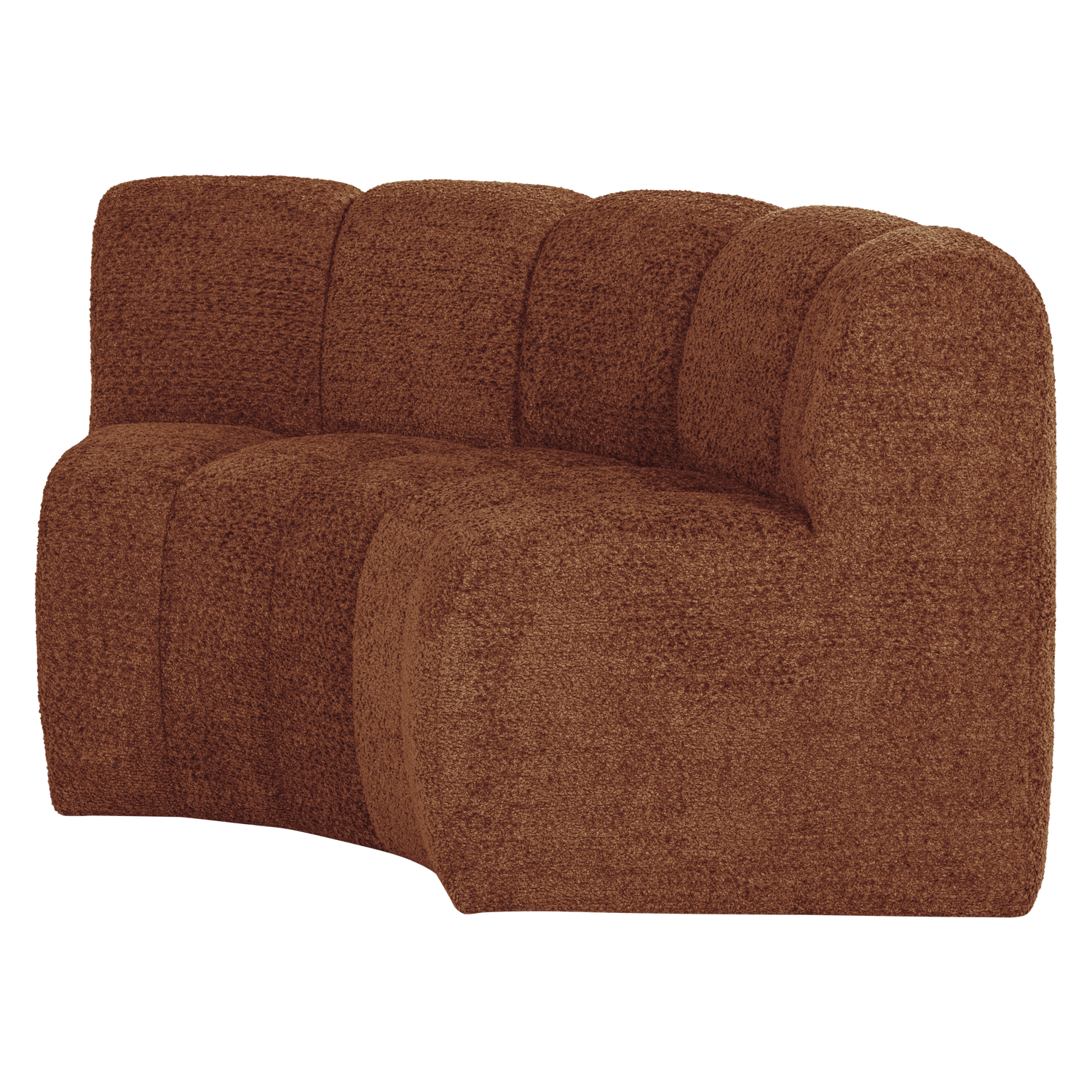 Modulaire bank MOJO BENCH - hoekelement halfrond roestbruin schapenvacht