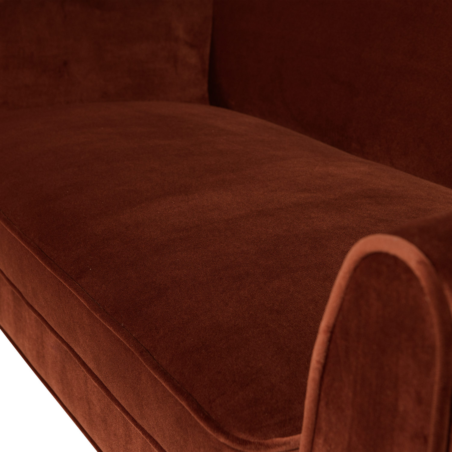 Sofa van fluweel 2-persoons ROCCO baksteenbruin