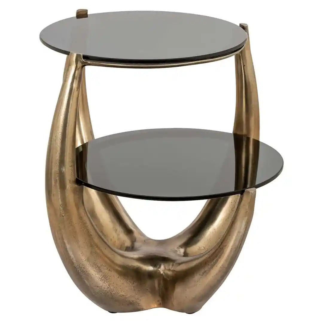AIDA glass side table with a gold base
