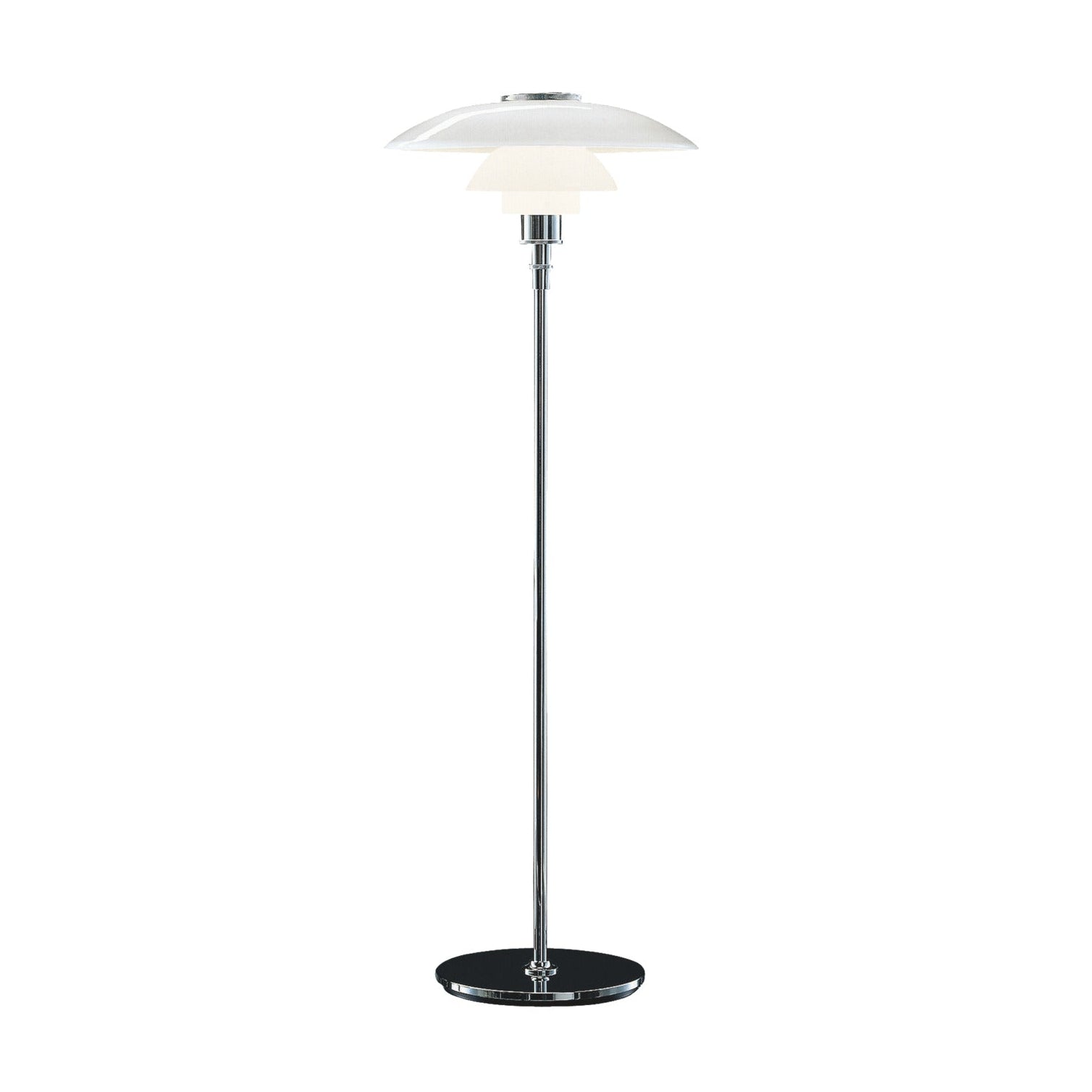 PH 4½-3½ white floor lamp with chrome base