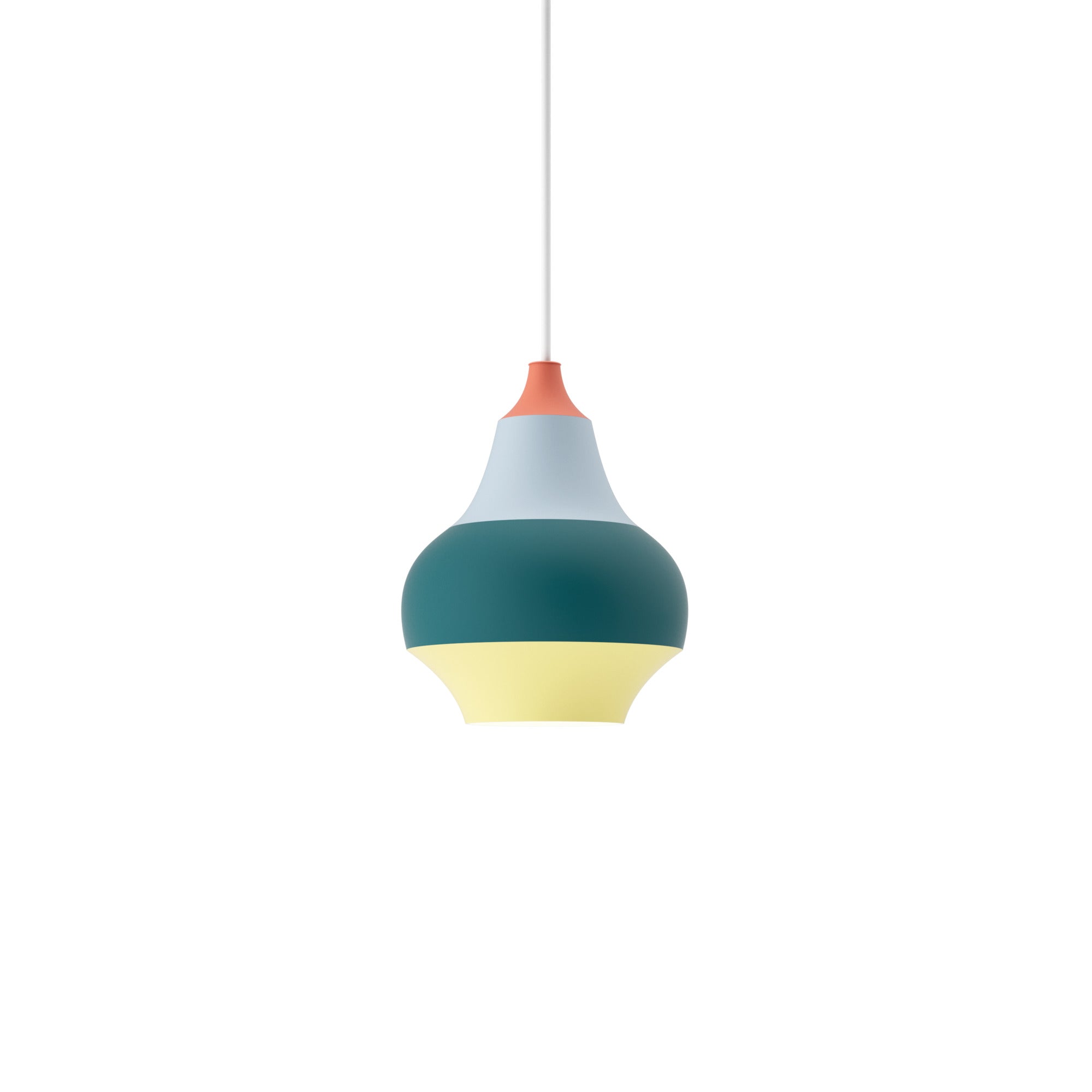 Hanglamp CIRQUE geel-groen-blauw met rode punt
