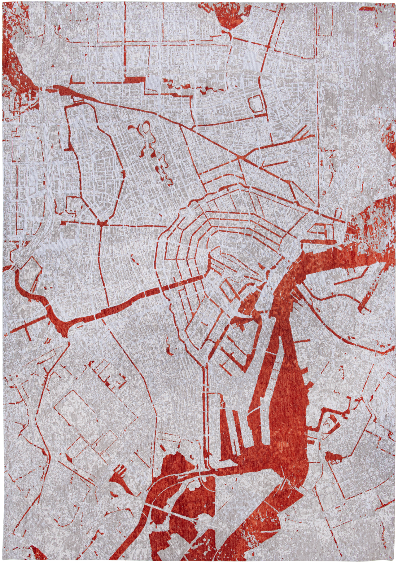 Dywan okrągły CITIES AMSTERDAM ORANGE CUT czerwony – styl nowoczesny
