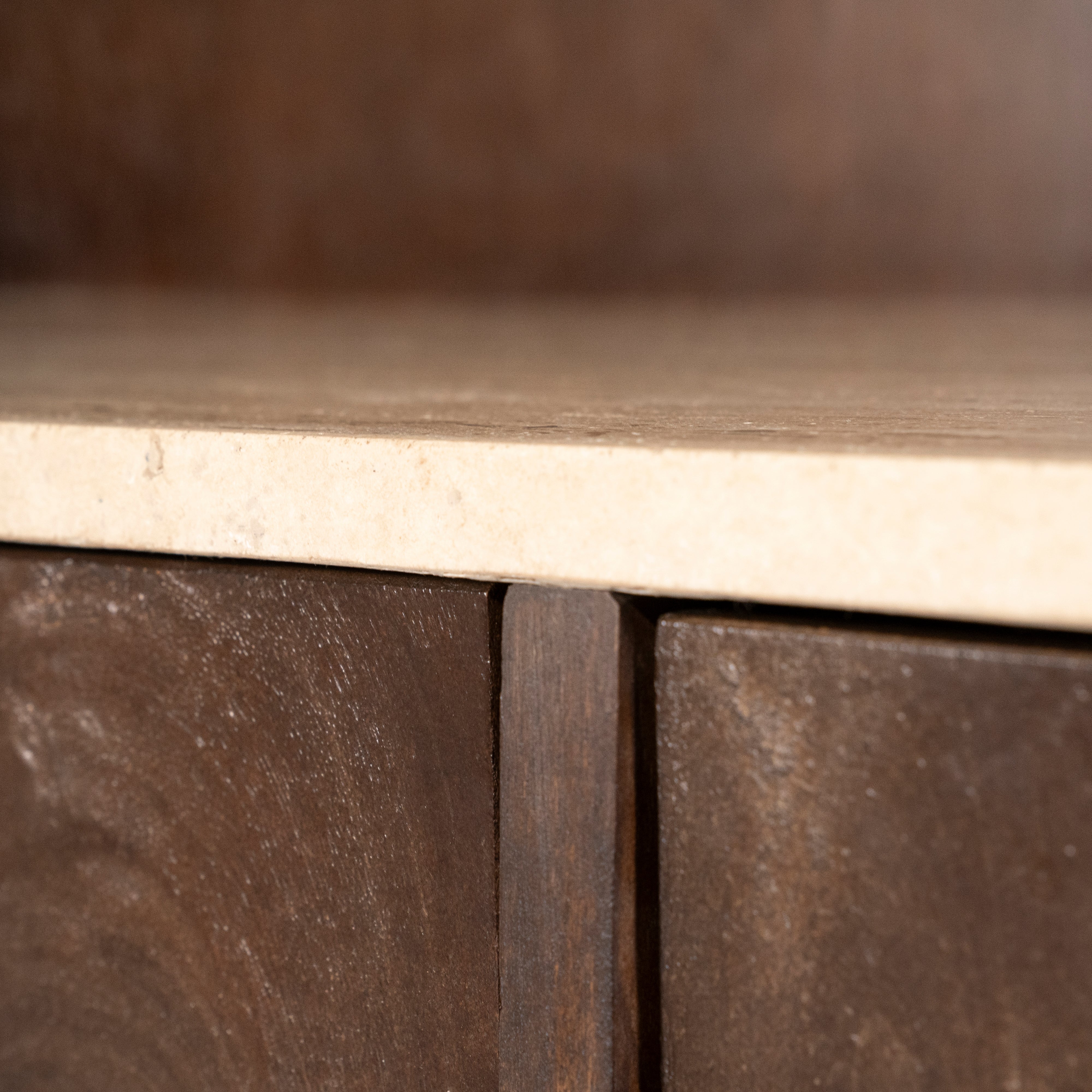 LIO Shelf brown mango wood with travertine