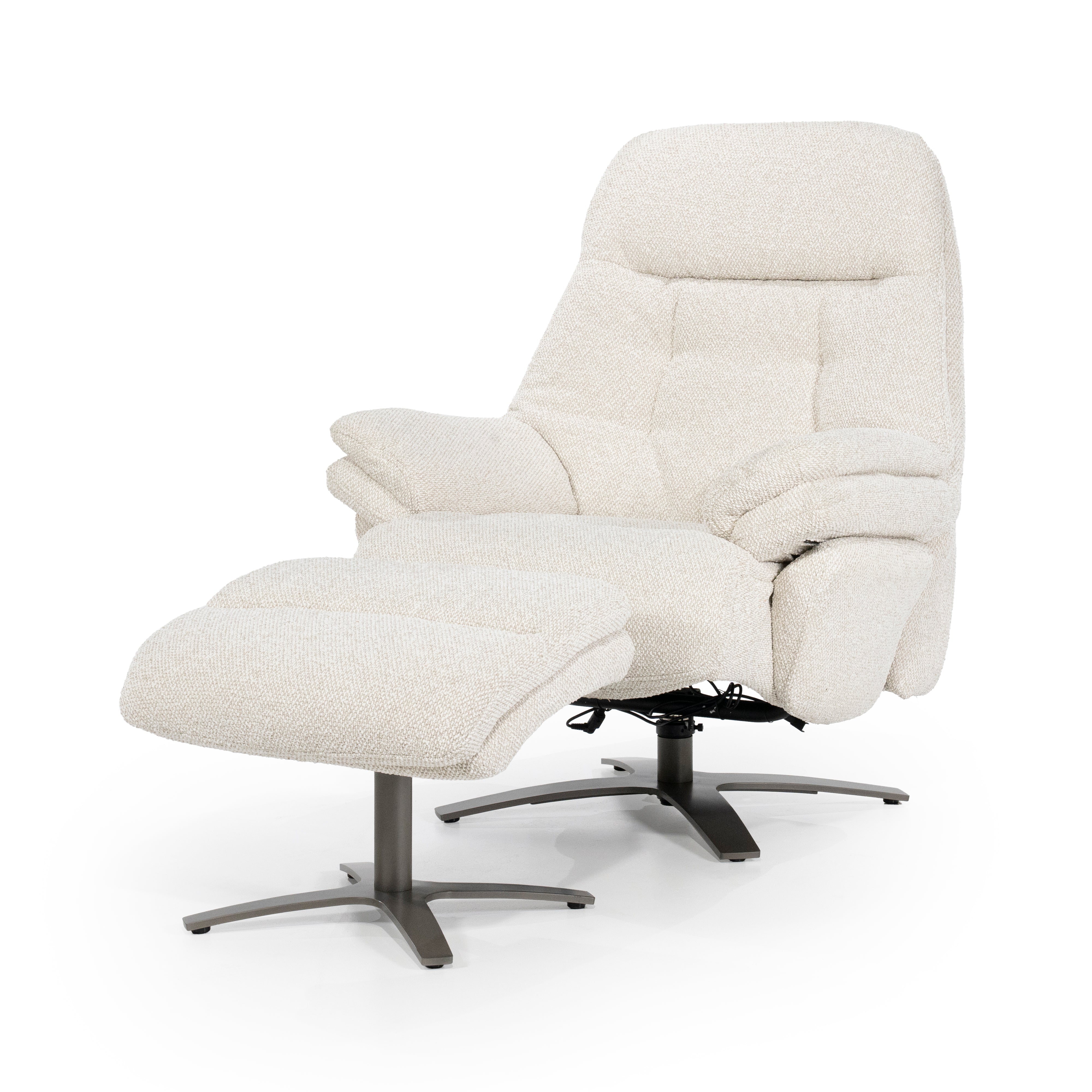 Sessel mit Fußstütze CALEB beige mit schwarzem Gestell