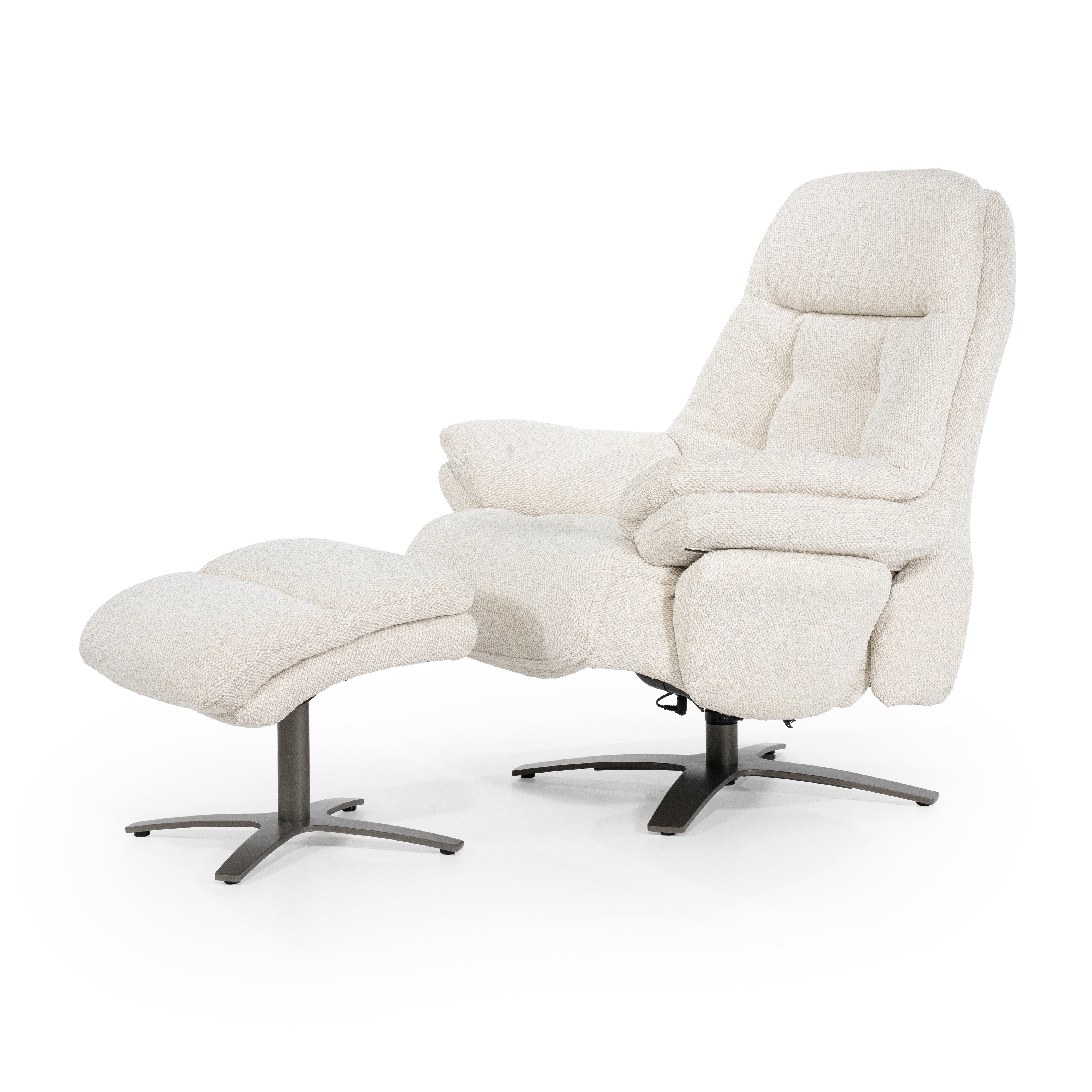 Sessel mit Fußstütze CALEB beige mit schwarzem Gestell