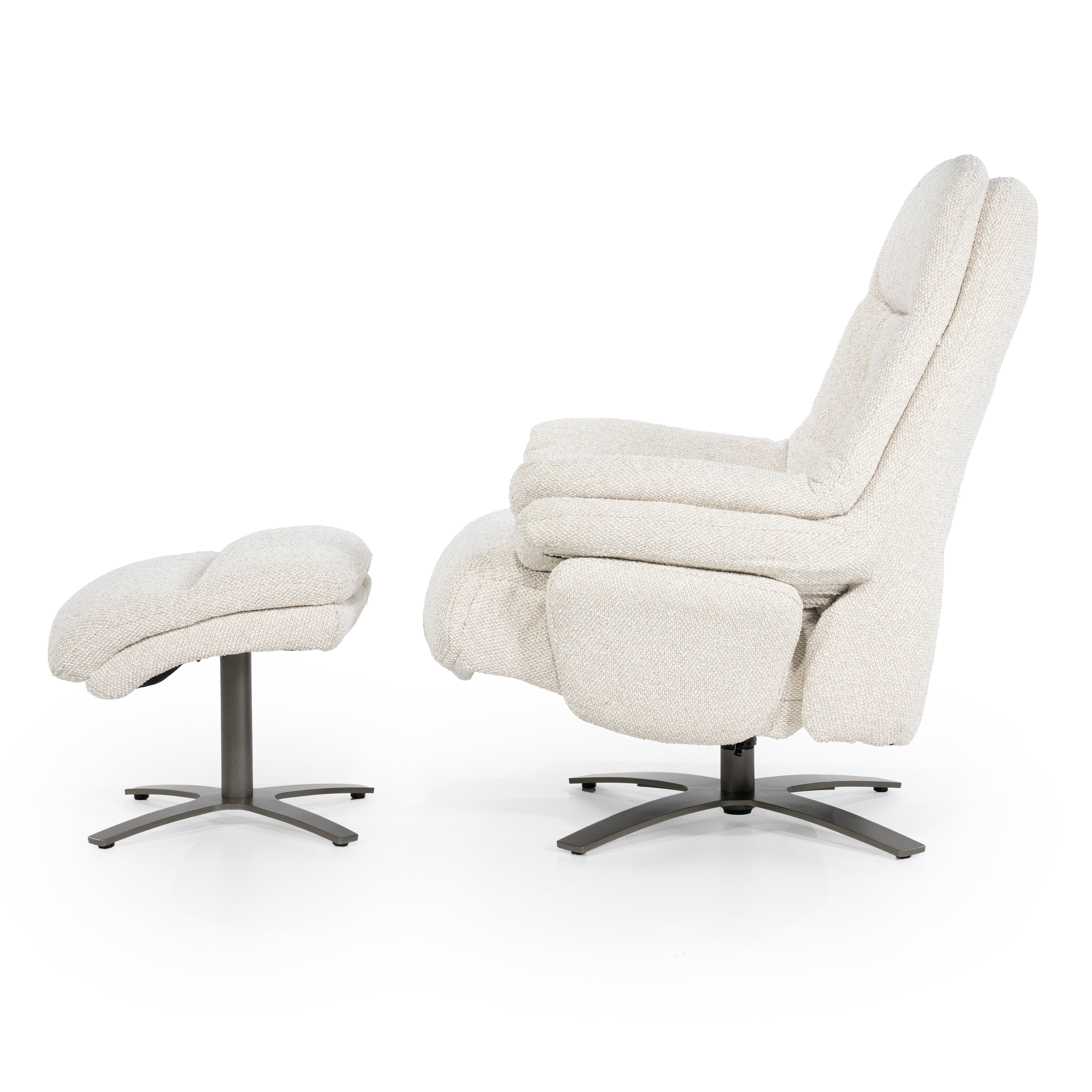Sessel mit Fußstütze CALEB beige mit schwarzem Gestell