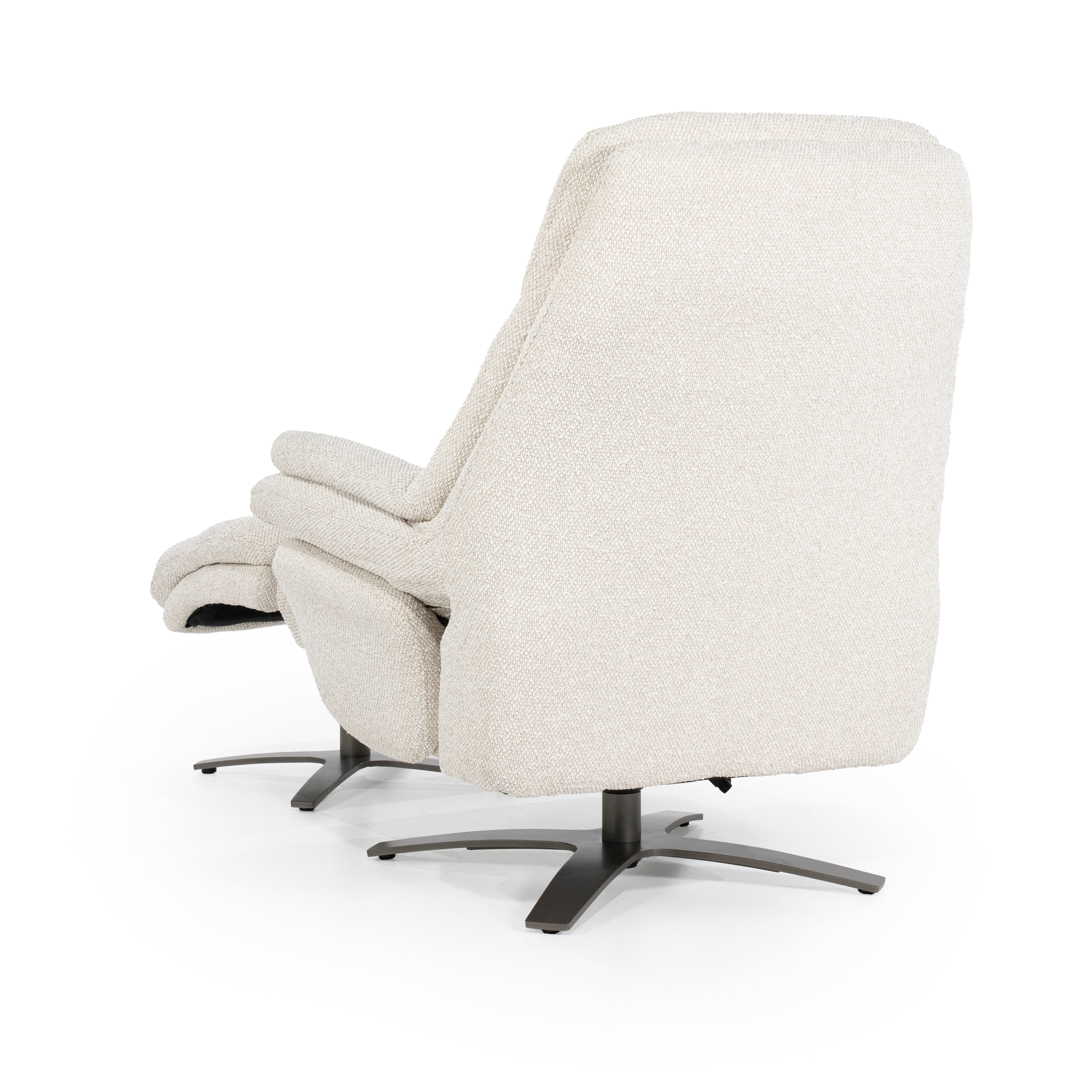 Sessel mit Fußstütze CALEB beige mit schwarzem Gestell