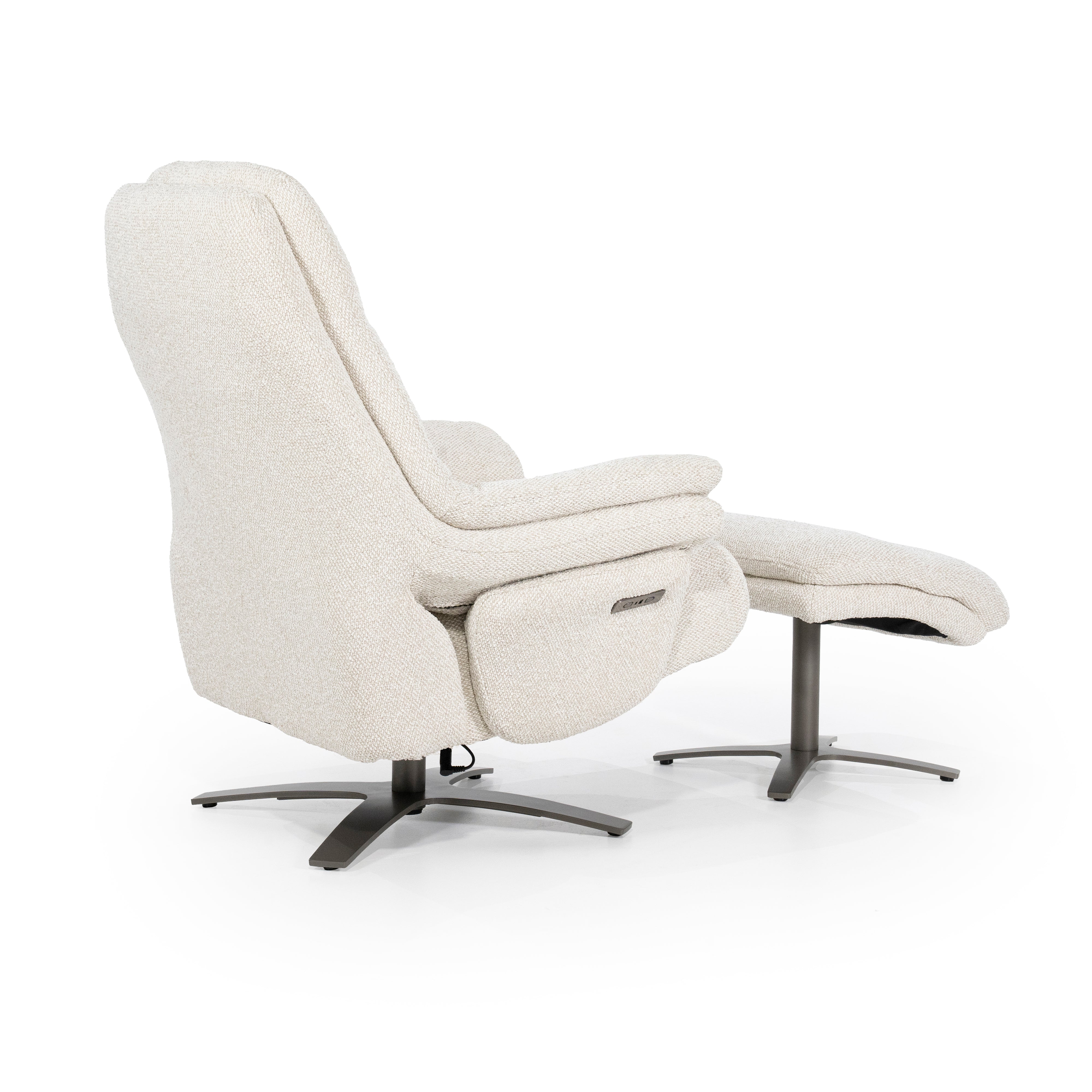 Sessel mit Fußstütze CALEB beige mit schwarzem Gestell
