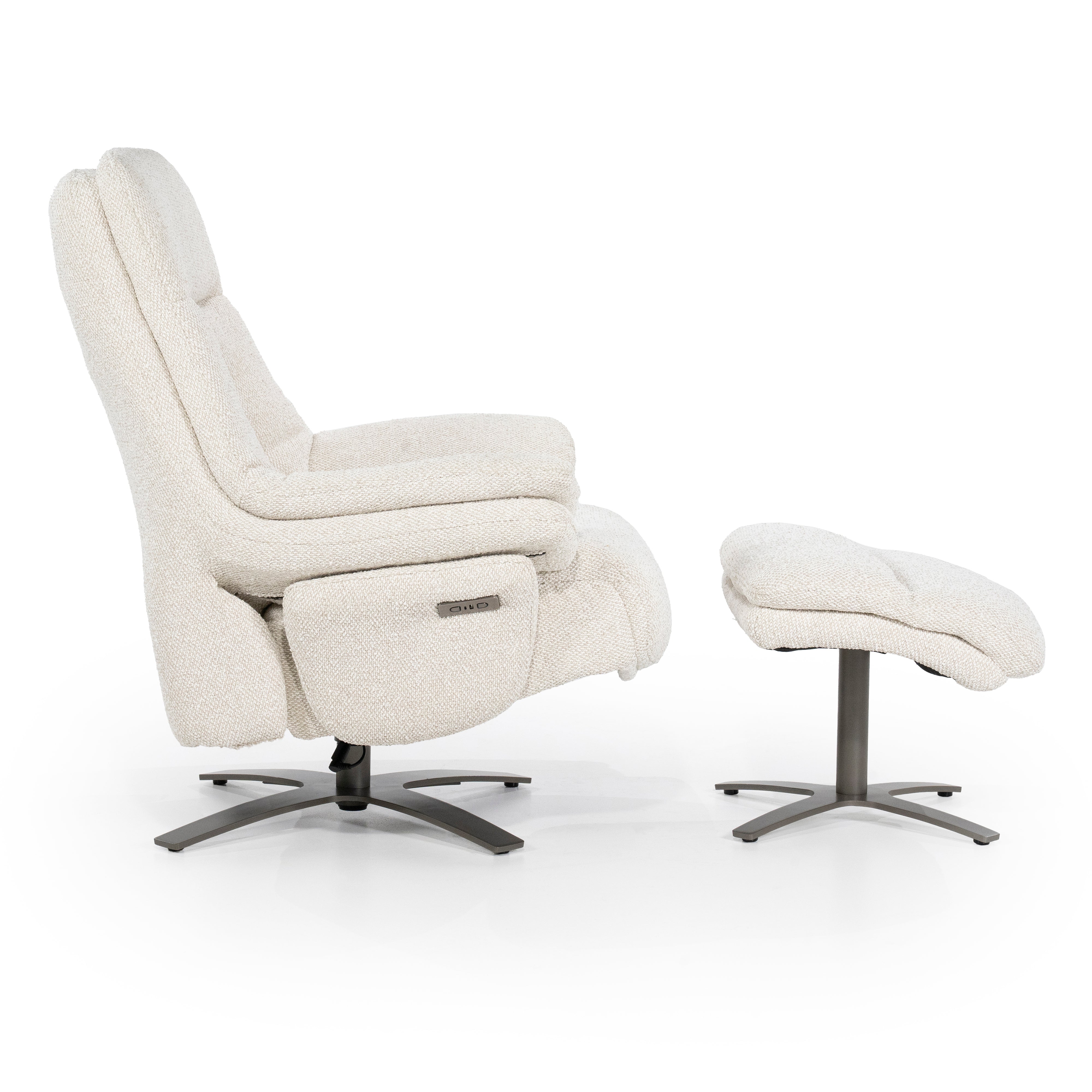 Sessel mit Fußstütze CALEB beige mit schwarzem Gestell