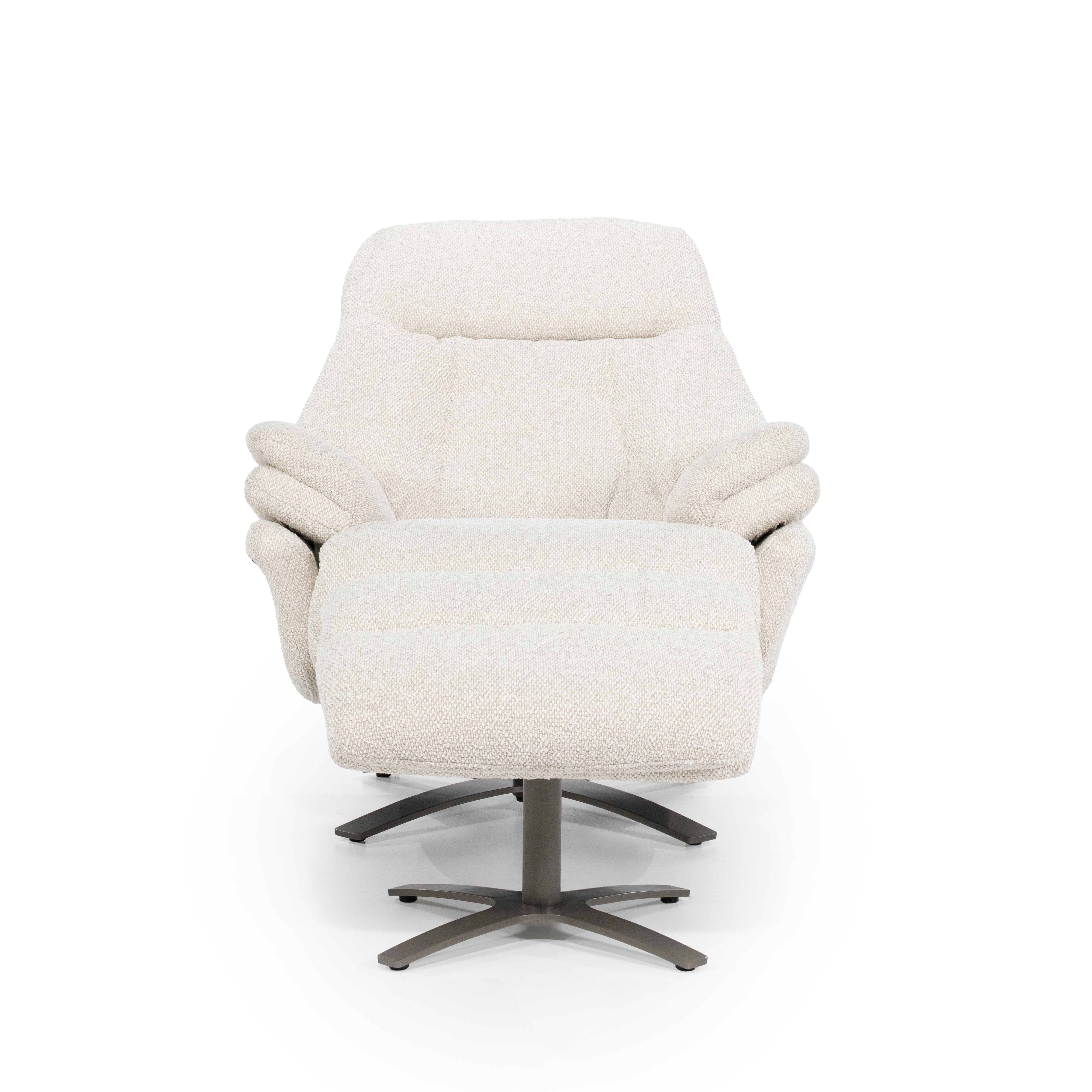 Sessel mit Fußstütze CALEB beige mit schwarzem Gestell