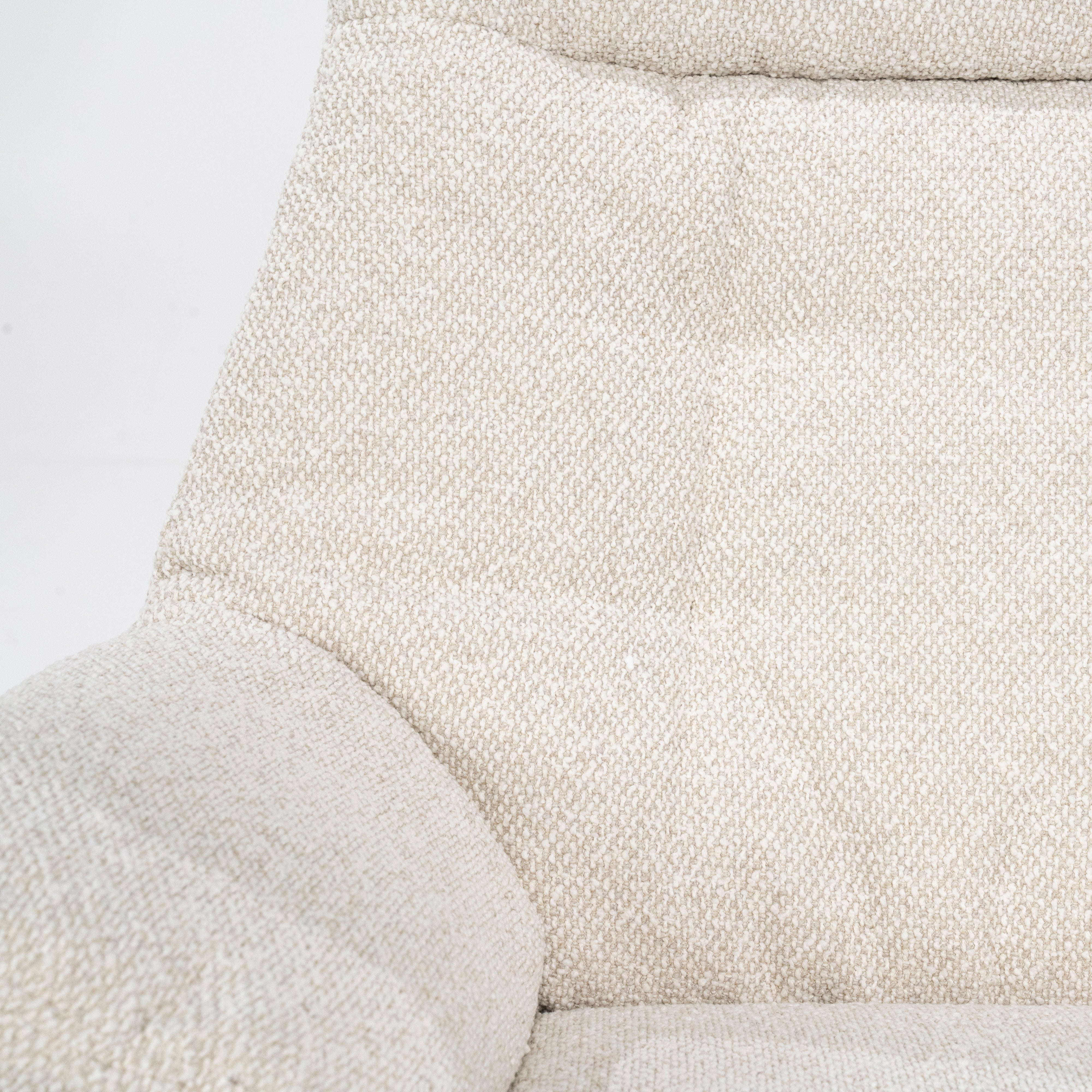 Sessel mit Fußstütze CALEB beige mit schwarzem Gestell