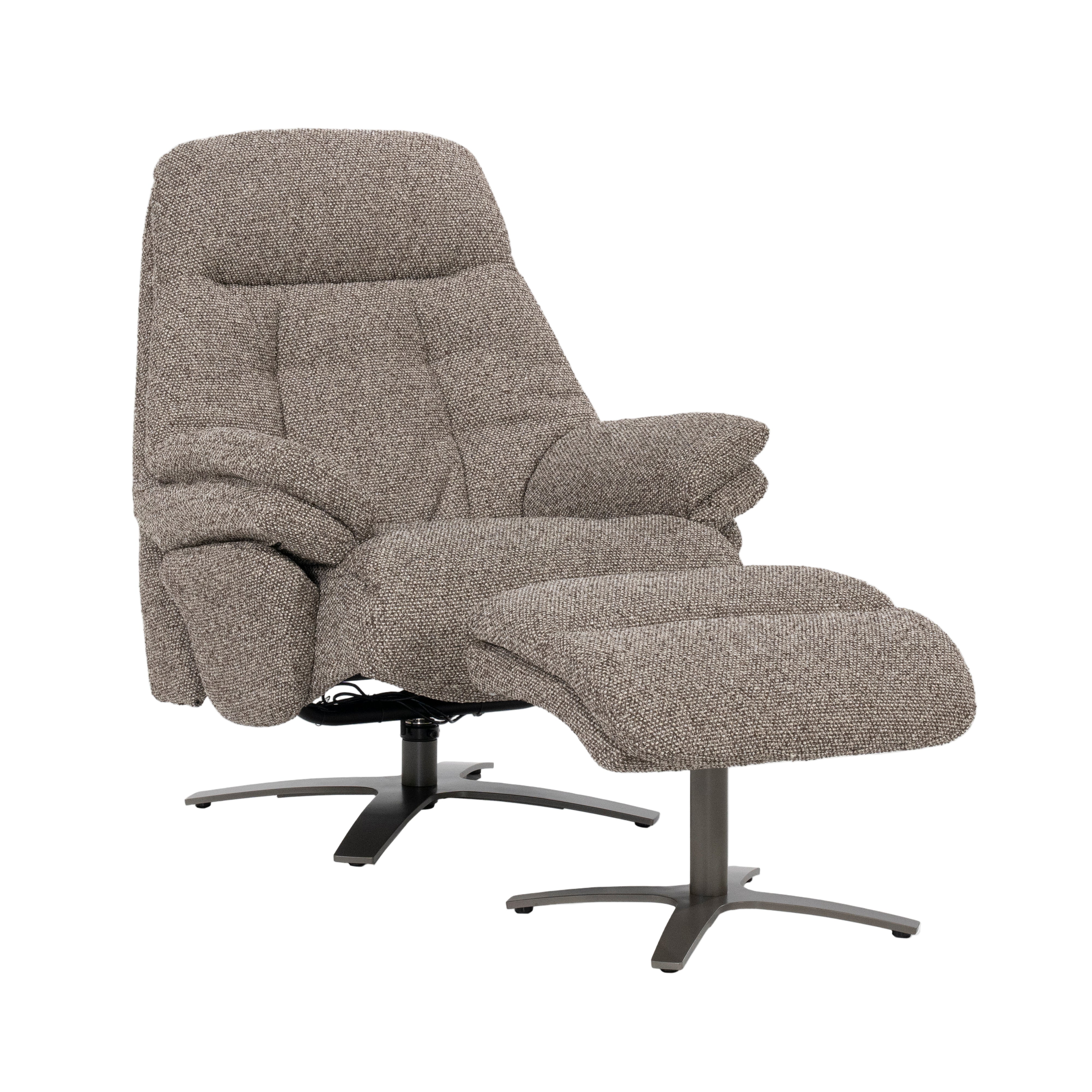 Fauteuil met voetensteun CALEB donkerbeige met zwarte basis