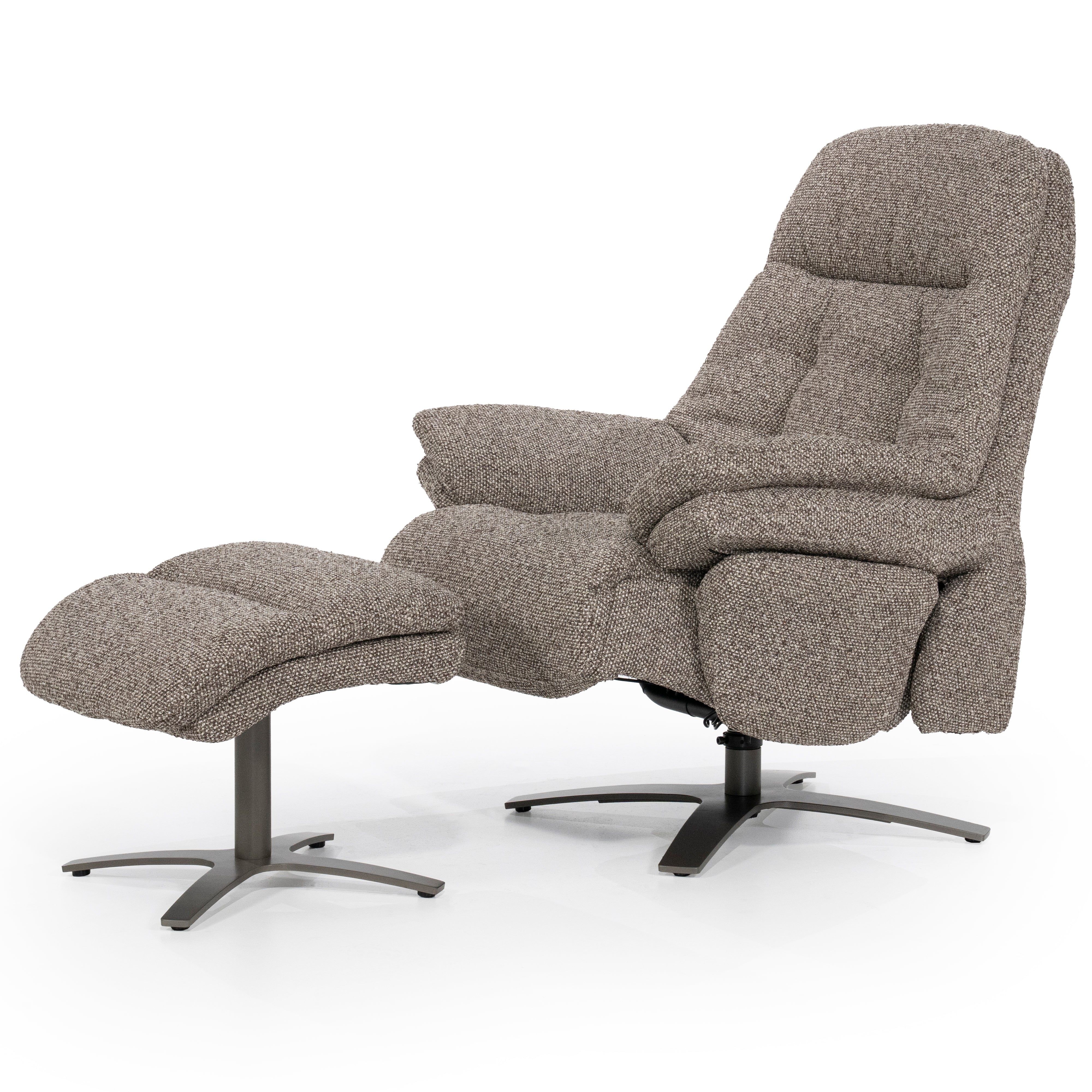 Fauteuil met voetensteun CALEB donkerbeige met zwarte basis