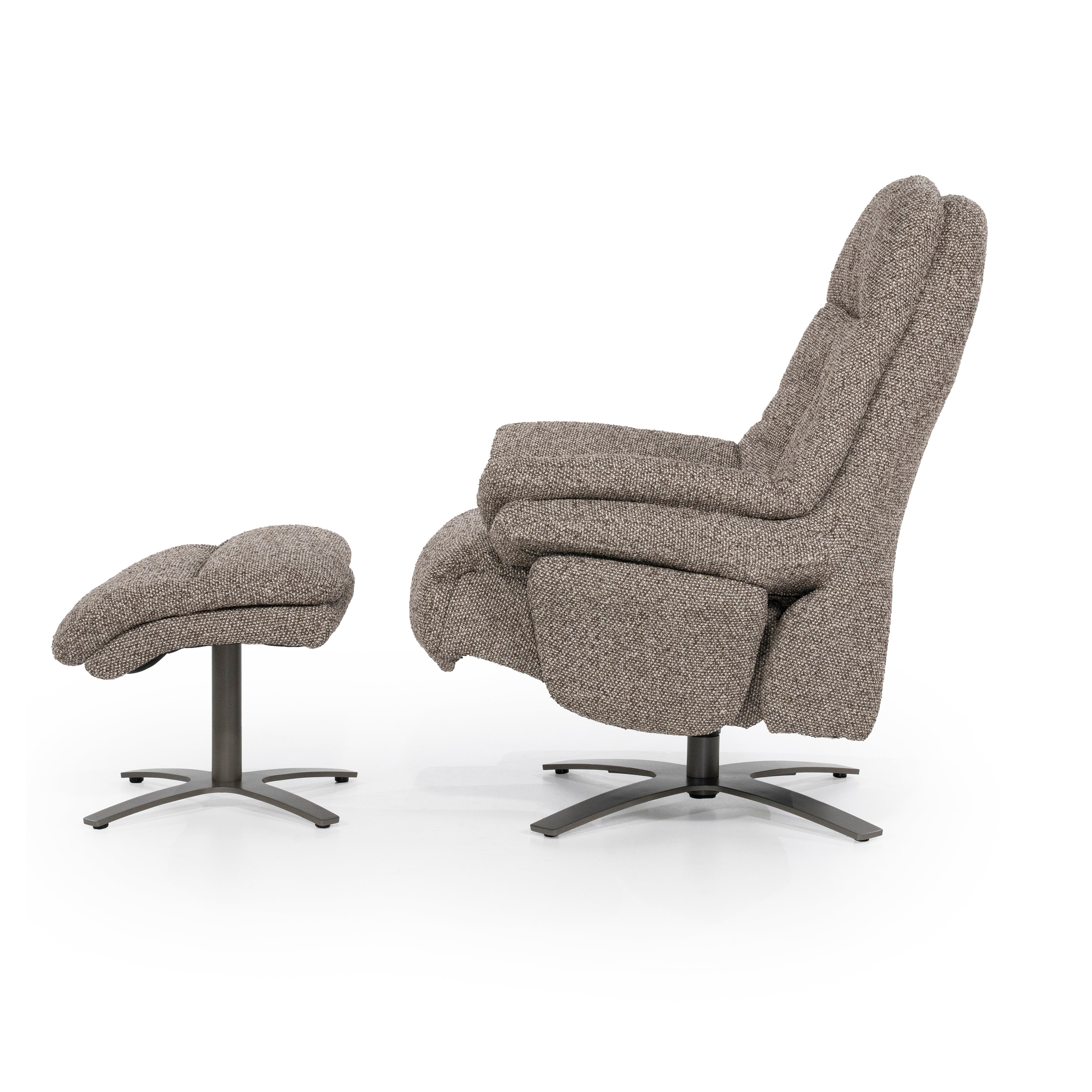 Fauteuil met voetensteun CALEB donkerbeige met zwarte basis