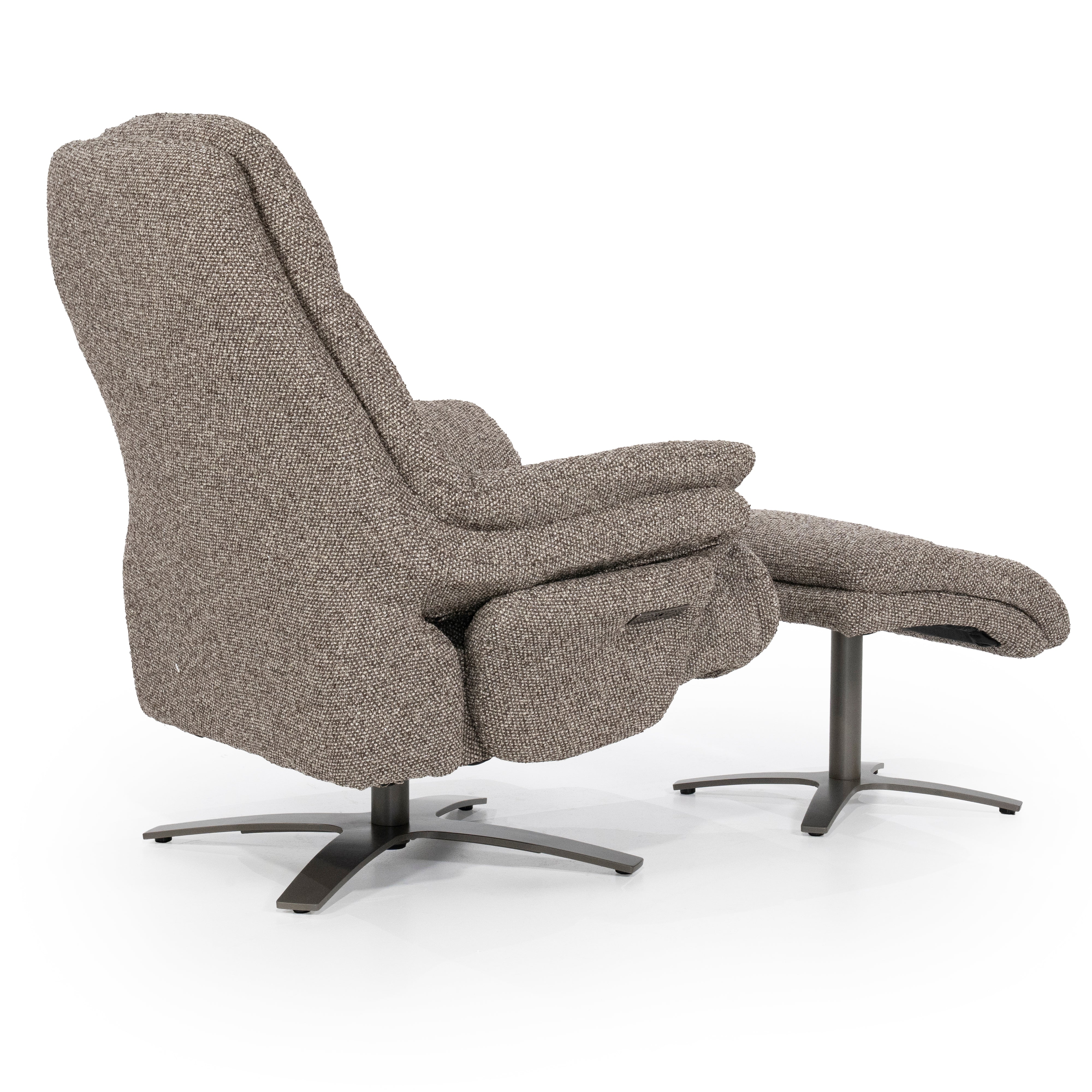 Fauteuil met voetensteun CALEB donkerbeige met zwarte basis