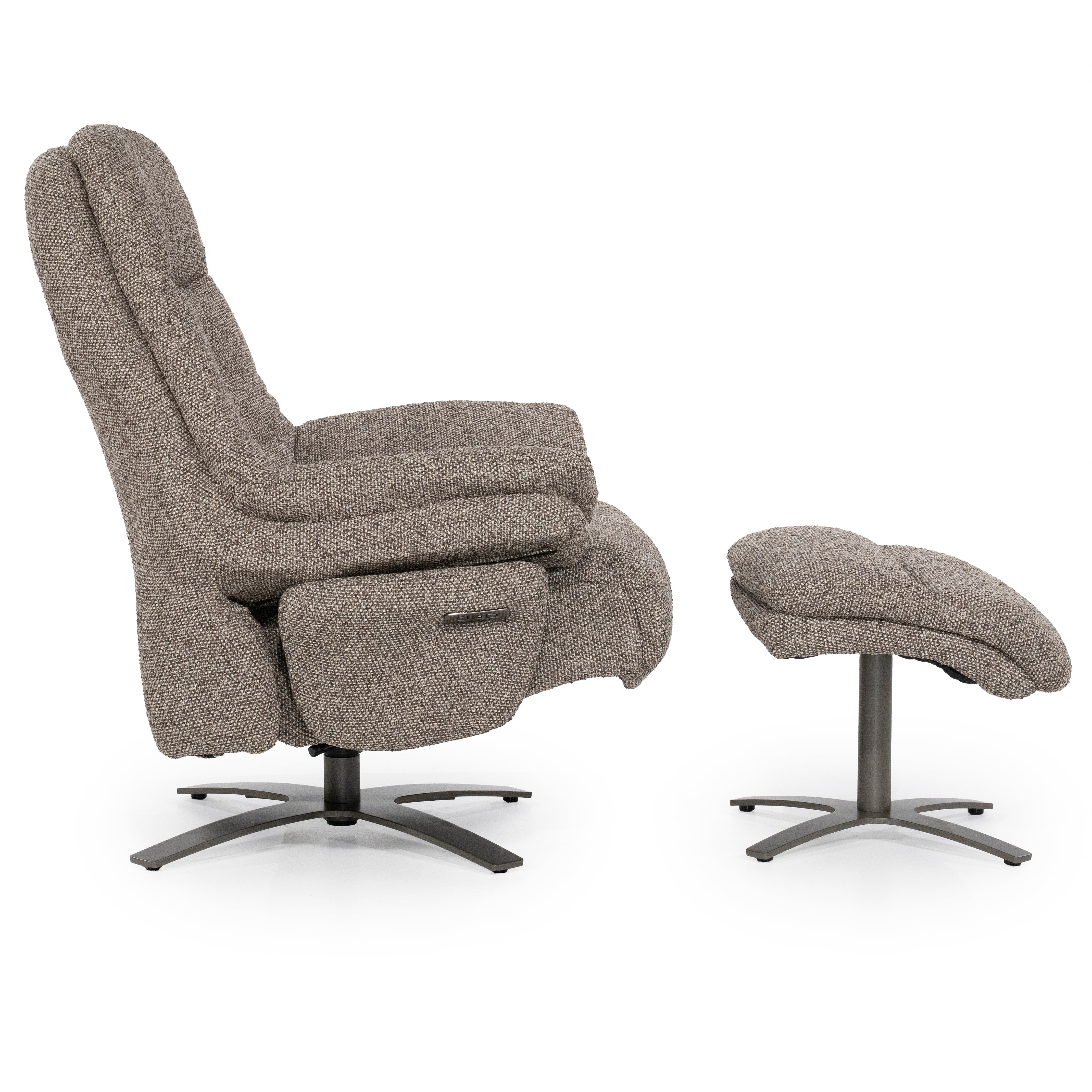 Fauteuil met voetensteun CALEB donkerbeige met zwarte basis