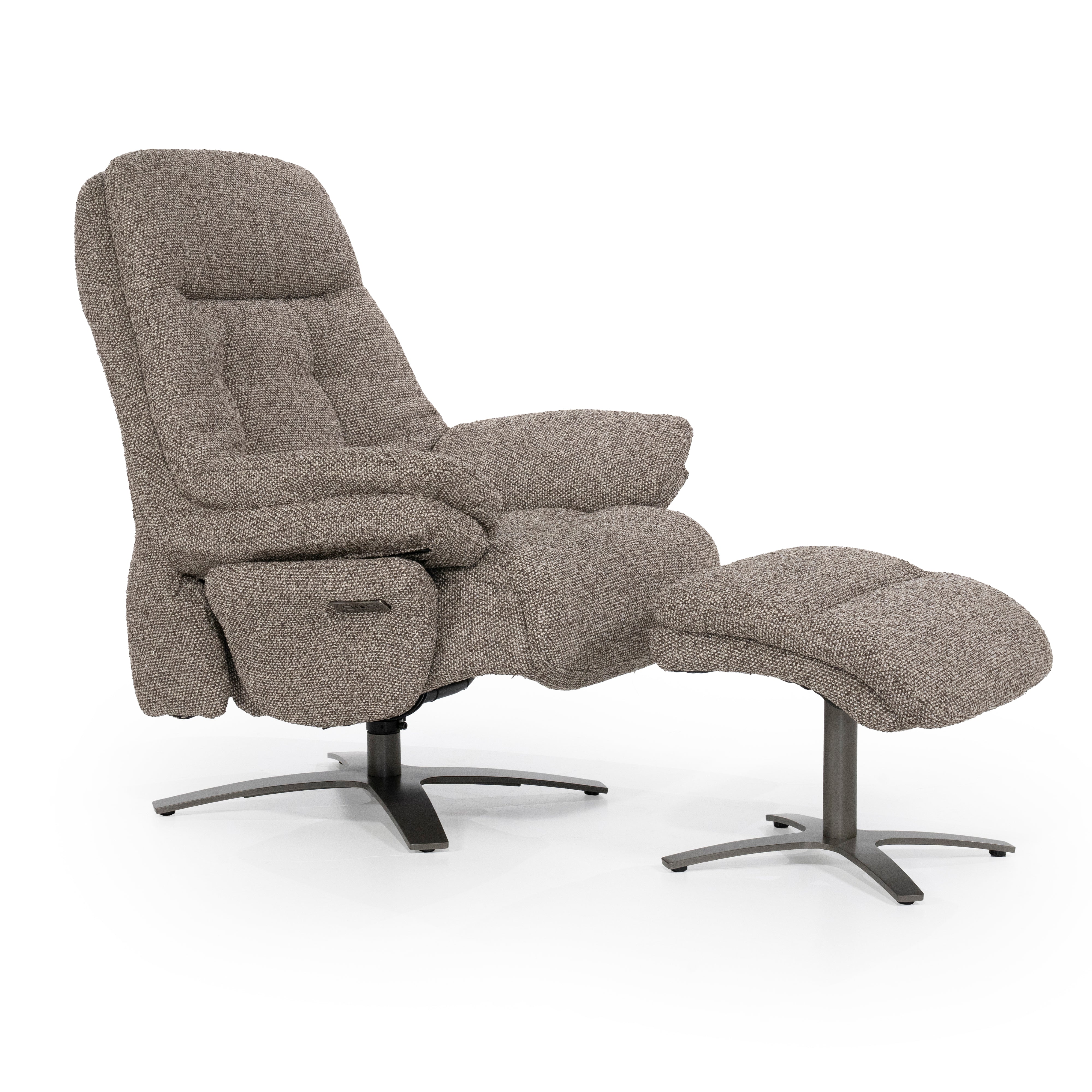 Fauteuil met voetensteun CALEB donkerbeige met zwarte basis