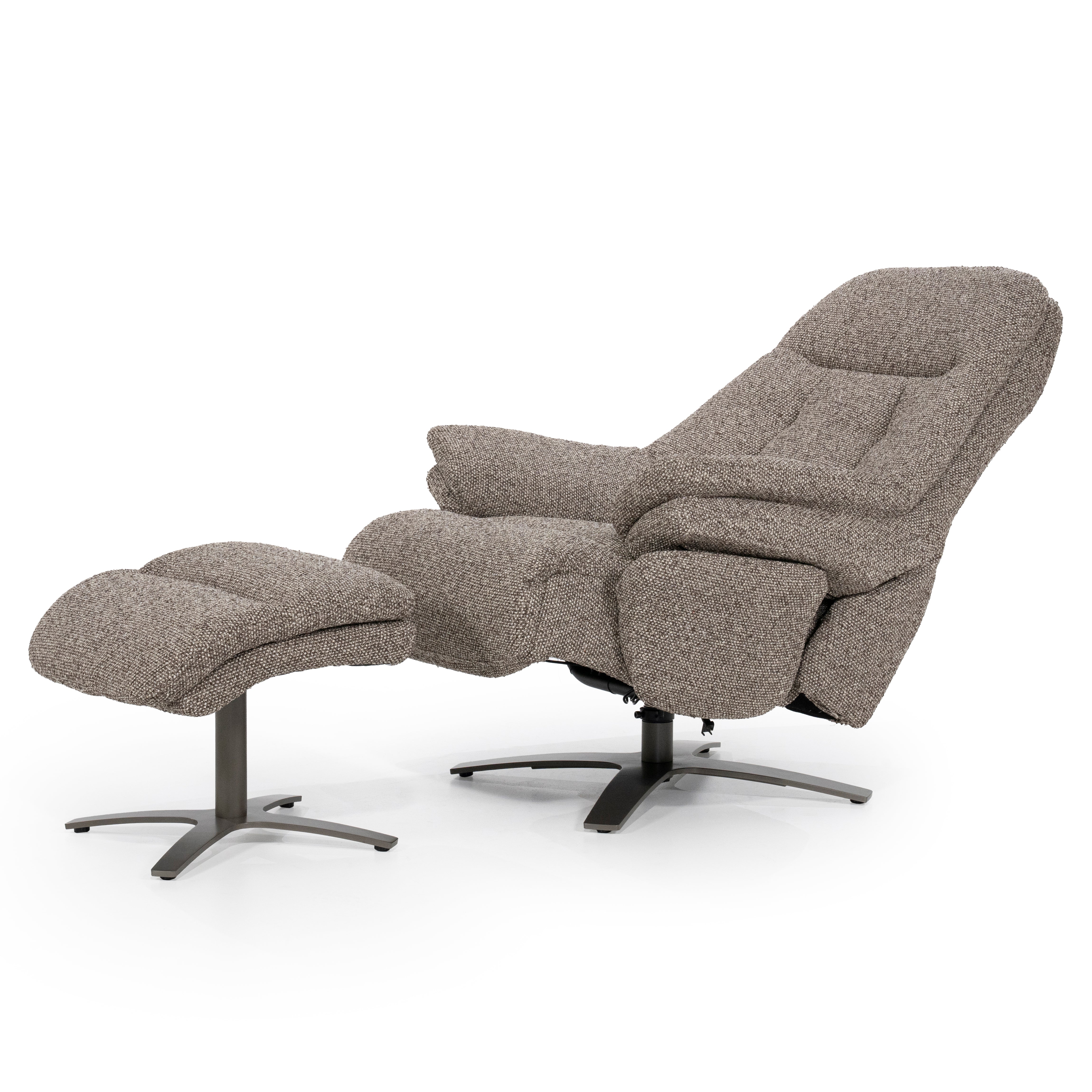 Fauteuil met voetensteun CALEB donkerbeige met zwarte basis