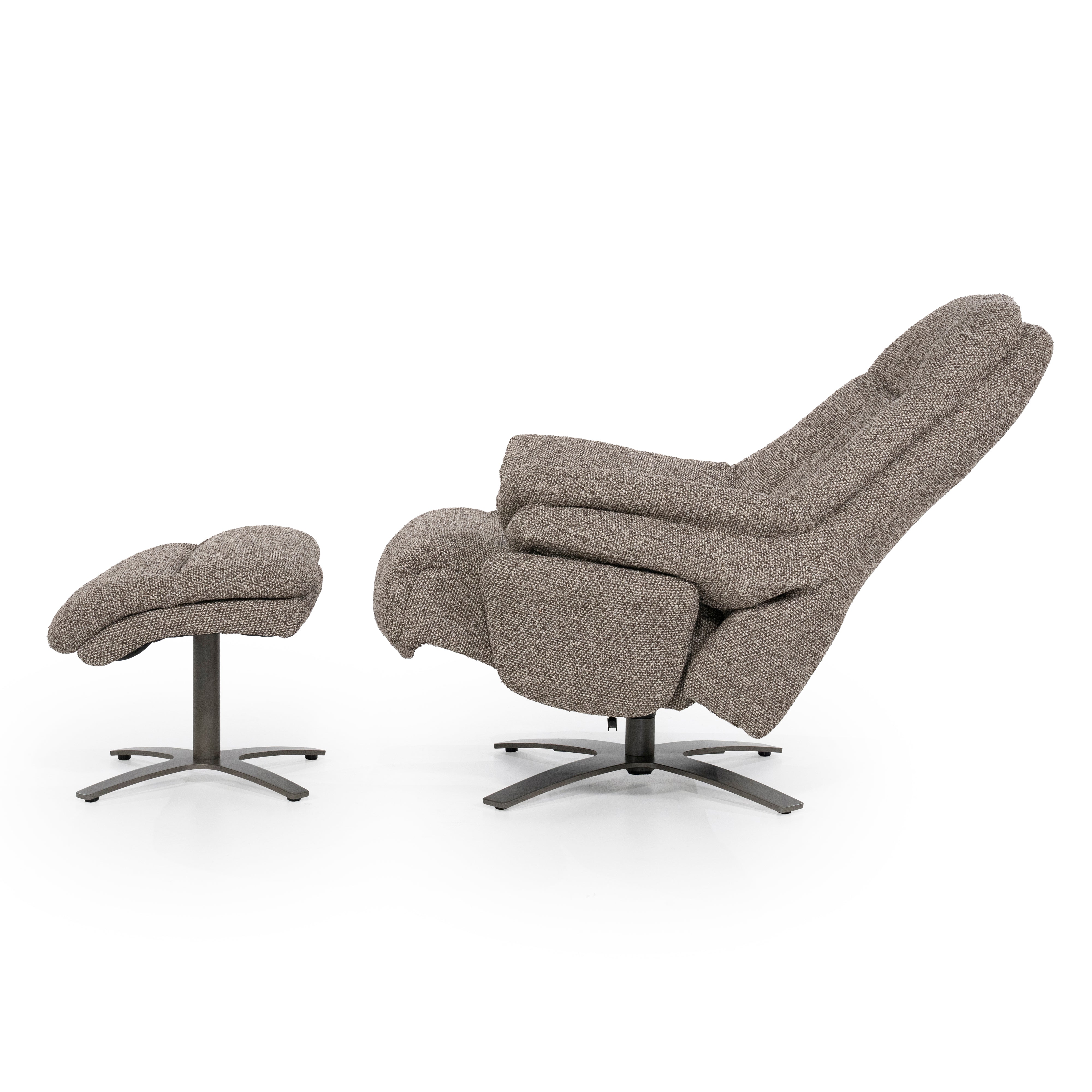 Fauteuil met voetensteun CALEB donkerbeige met zwarte basis