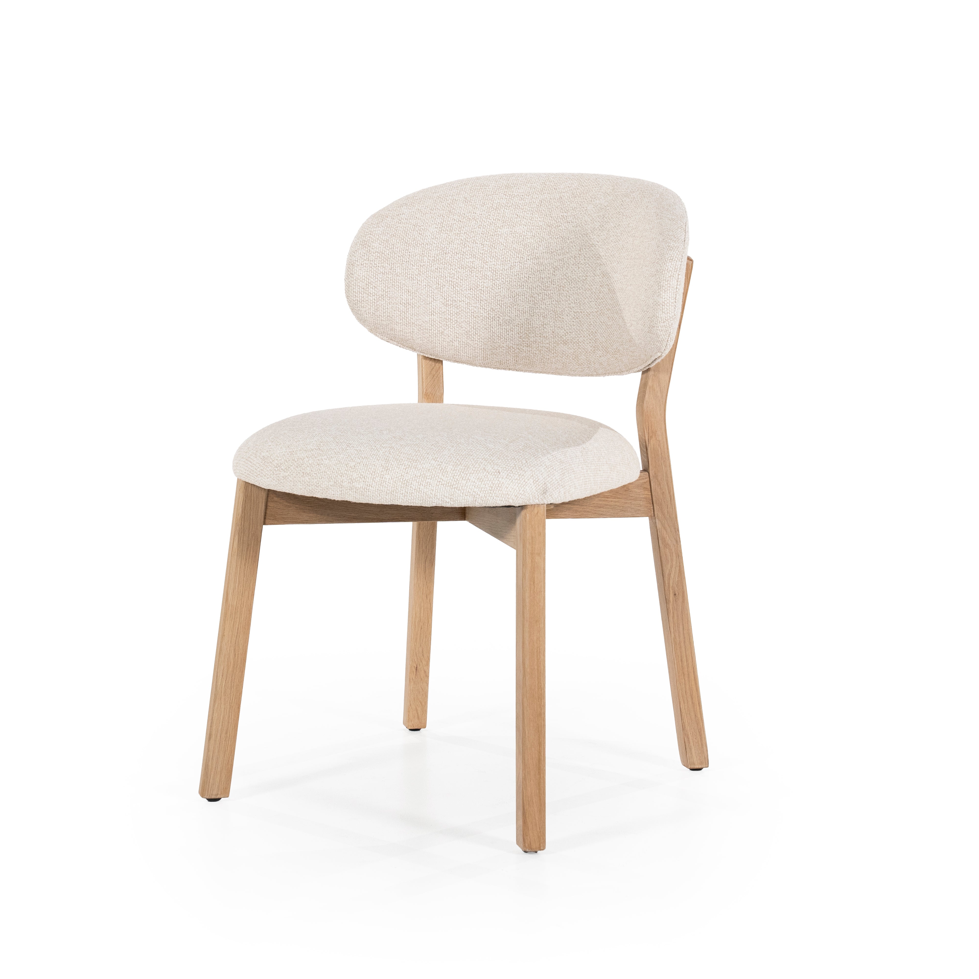 Stoel MIKKY beige met eikenhouten basis