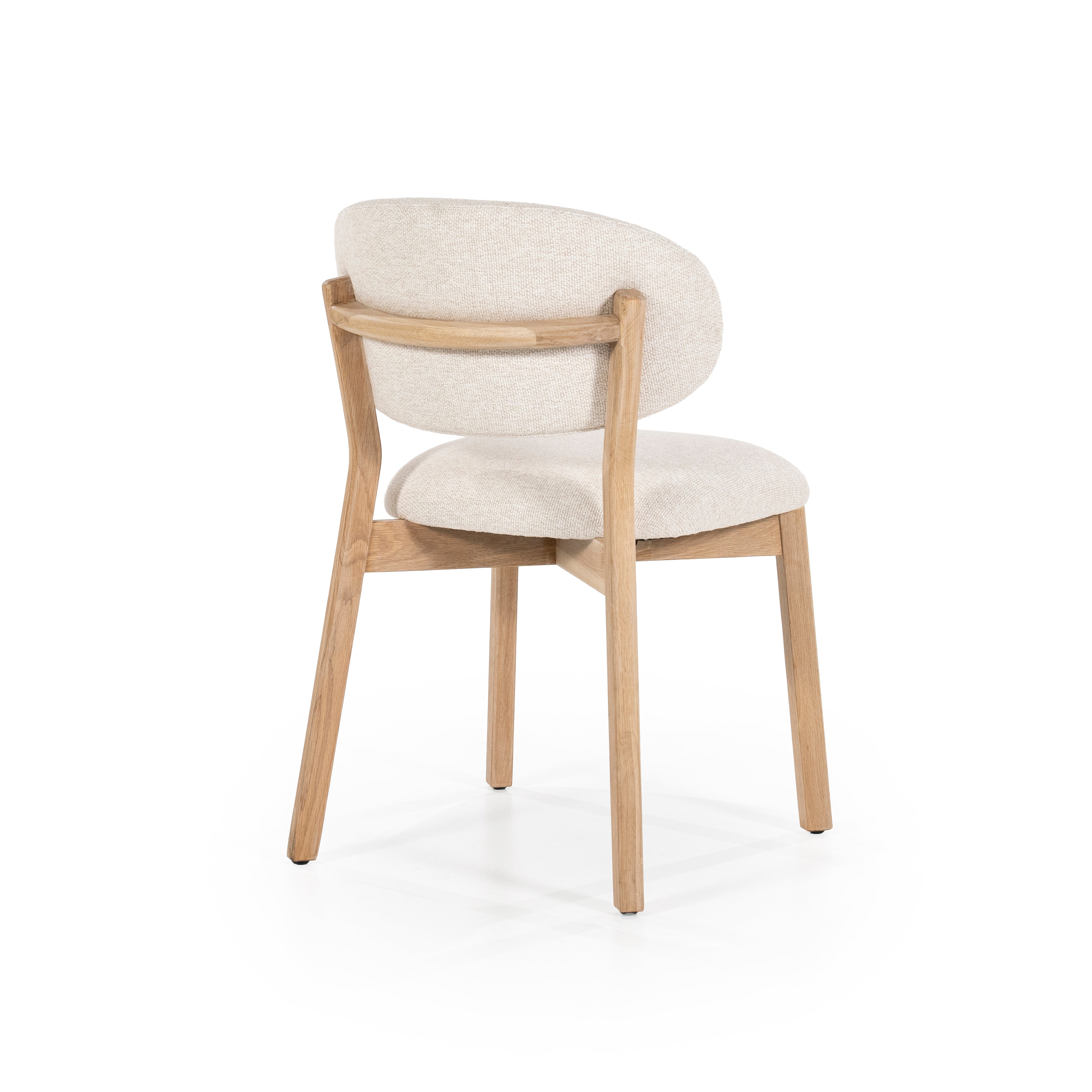 Stoel MIKKY beige met eikenhouten basis