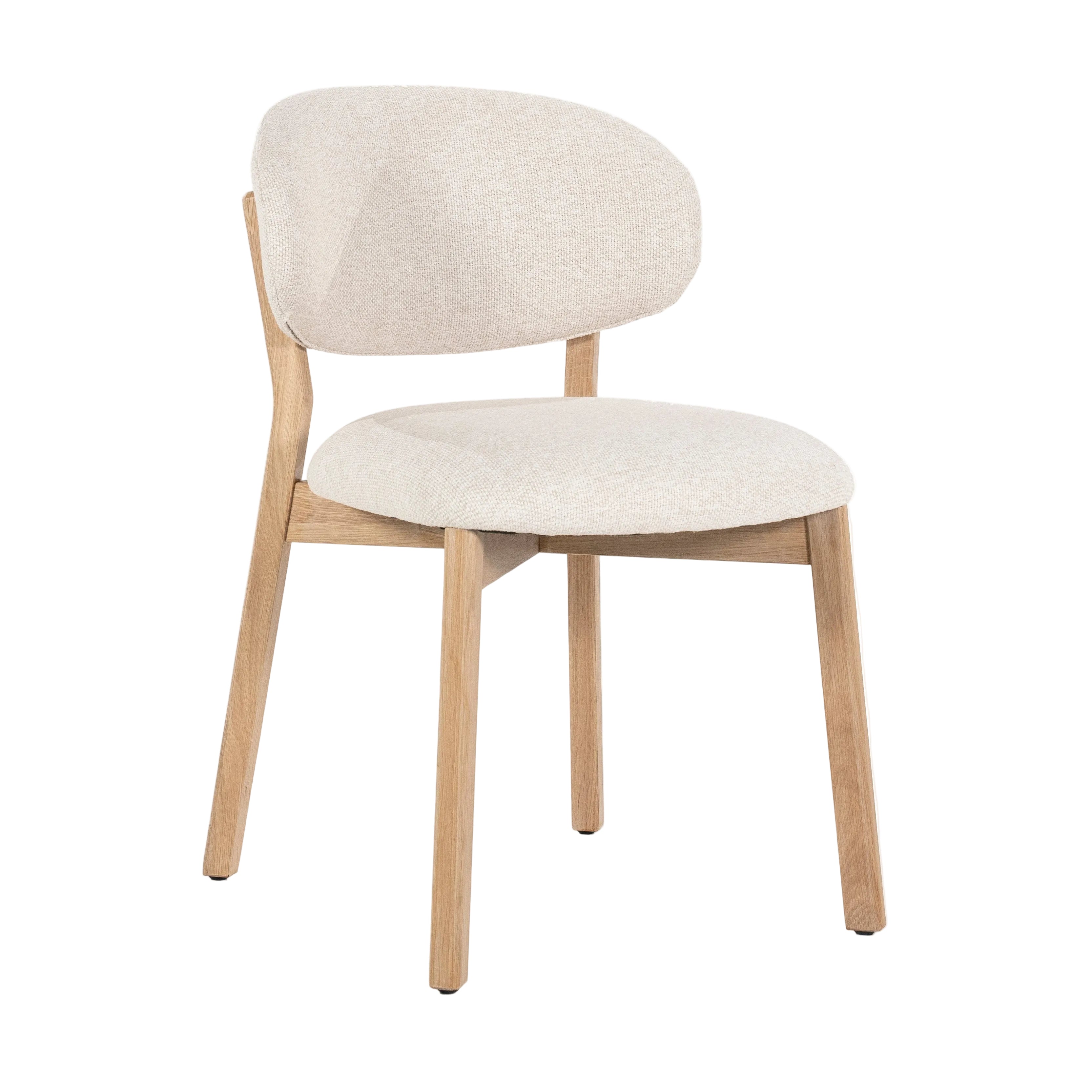 Stoel MIKKY beige met eikenhouten basis