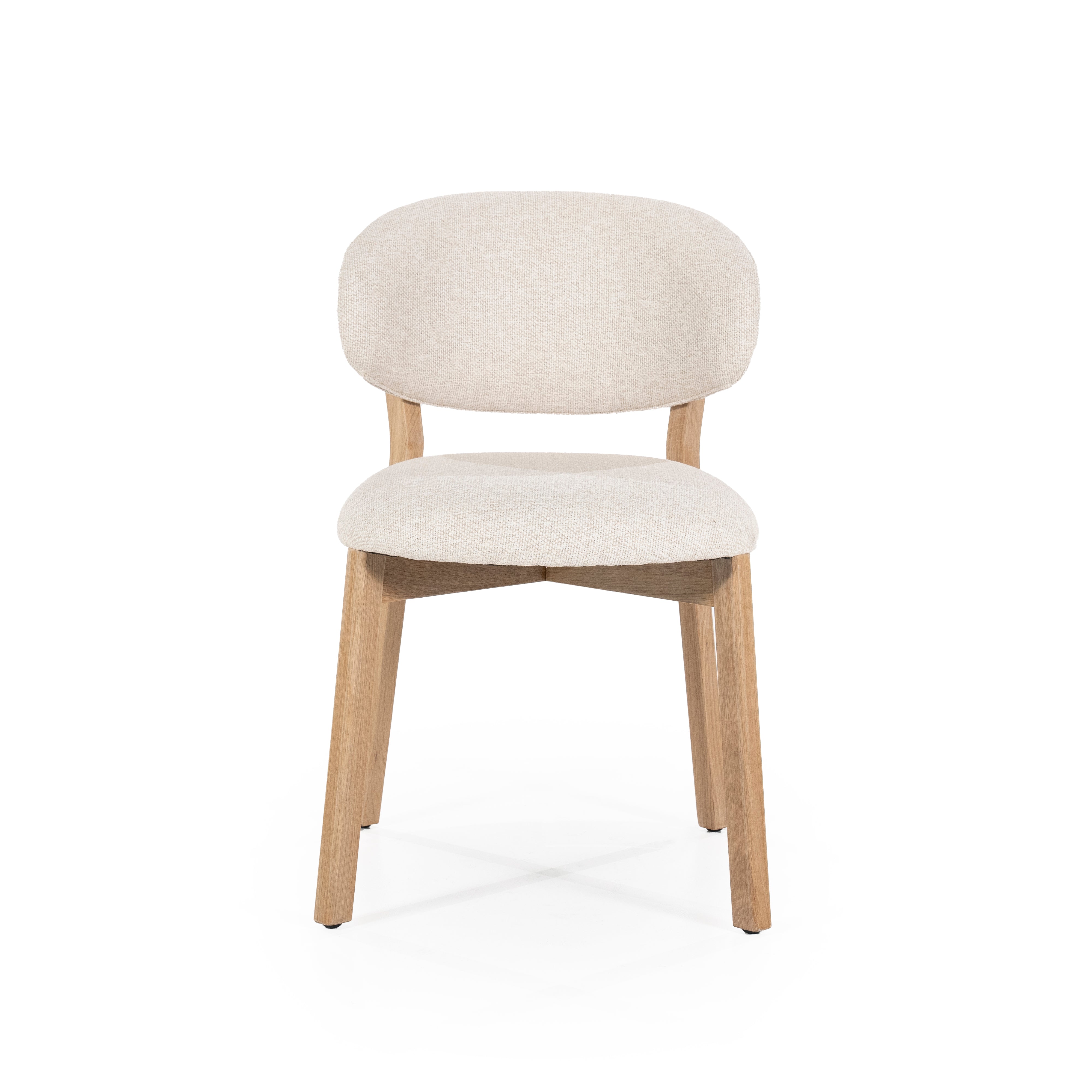 Stoel MIKKY beige met eikenhouten basis