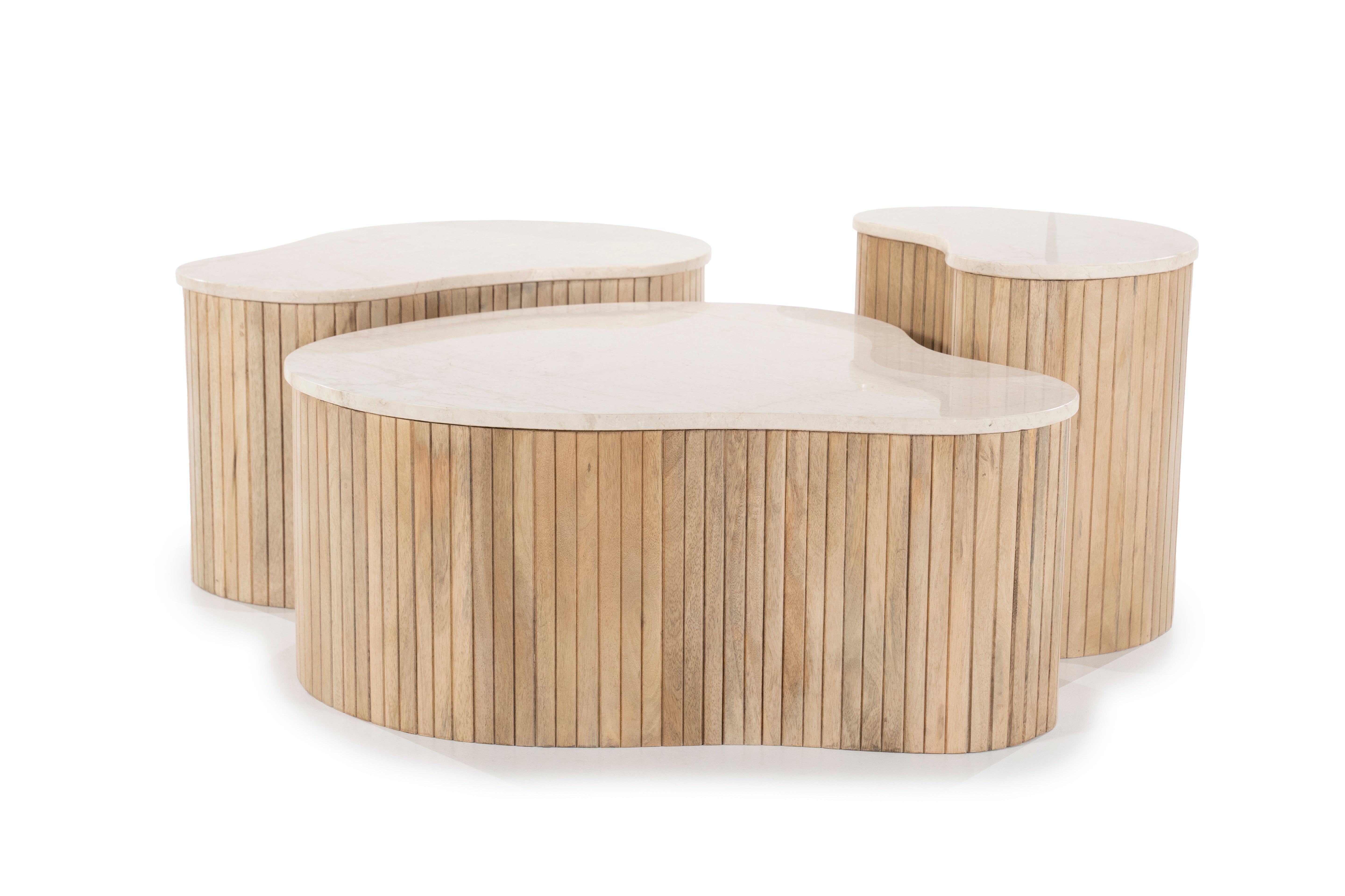 Beistelltisch KIRA aus Mangoholz mit Marmorplatte