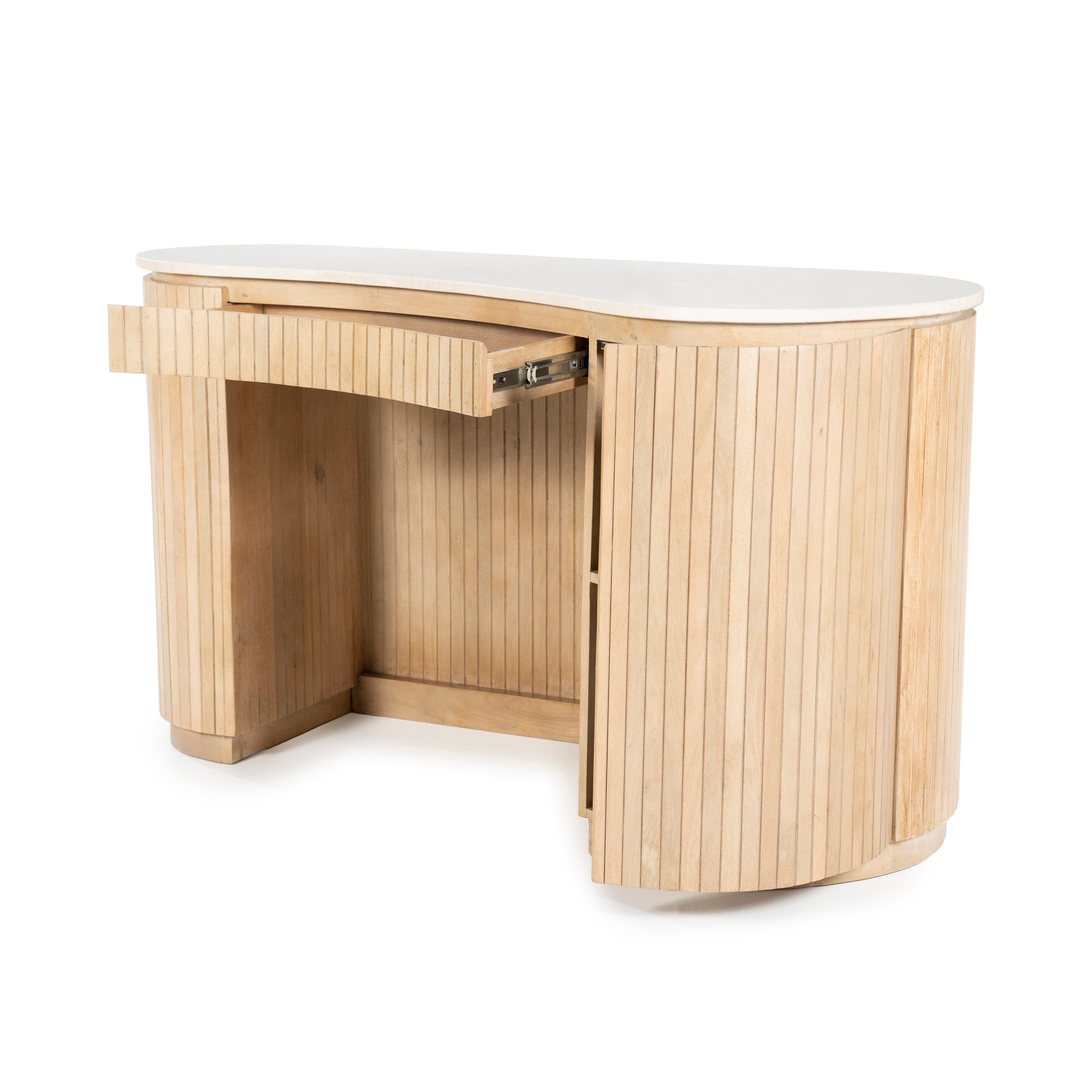 Bureau KIRA van mango-hout met een marmeren blad