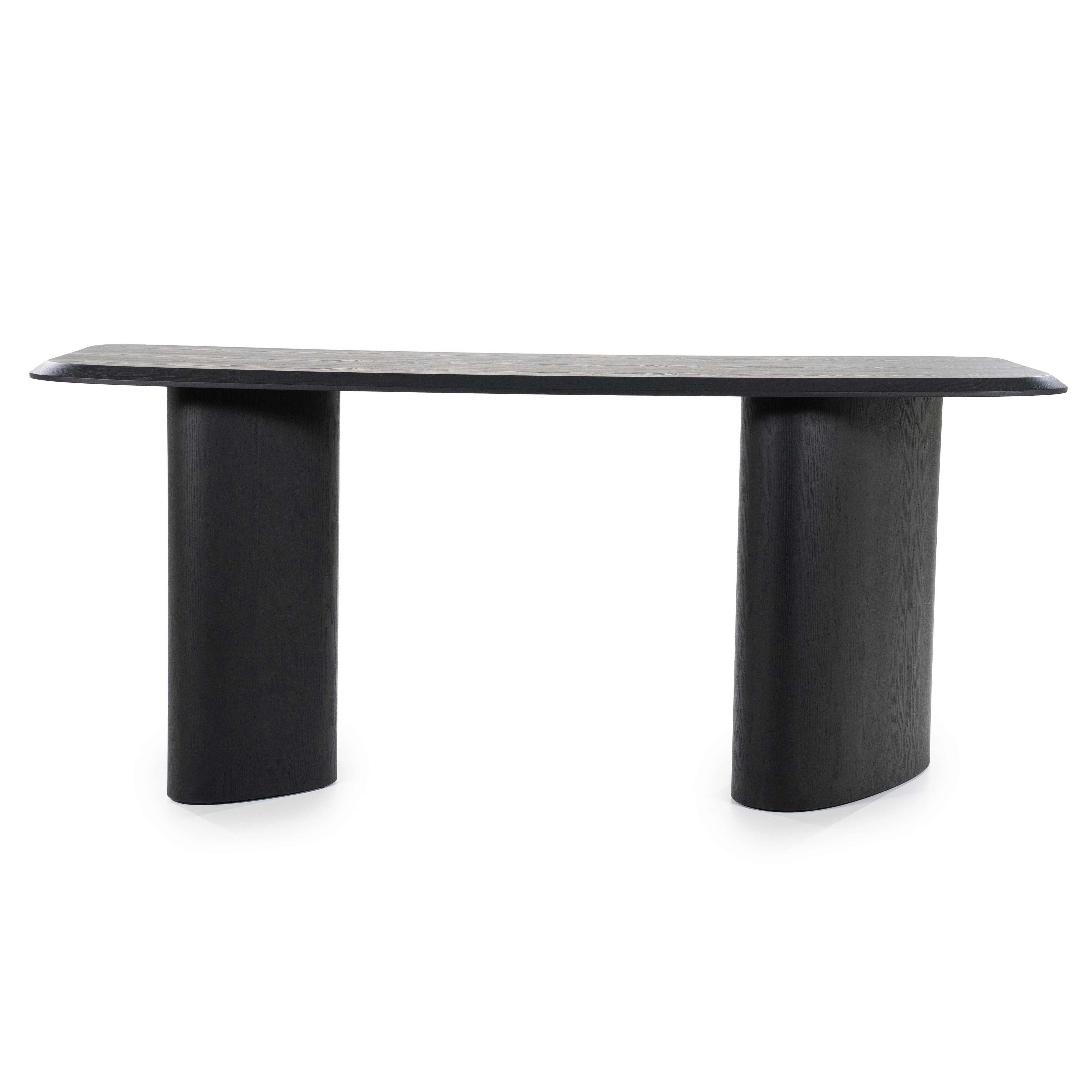 WALTER black bar table oak veneer