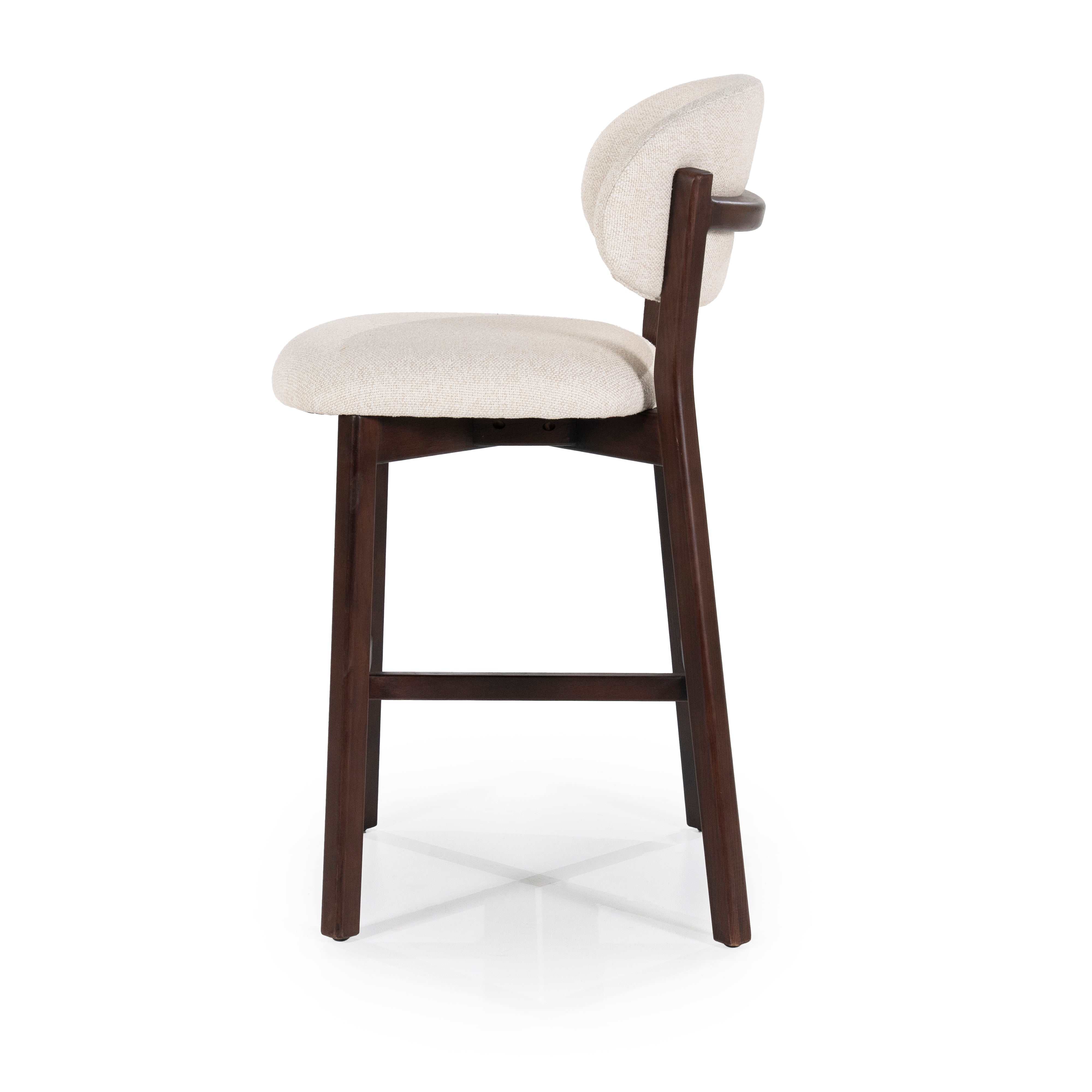 MIKKY Beige Stool with Dark Oak Base