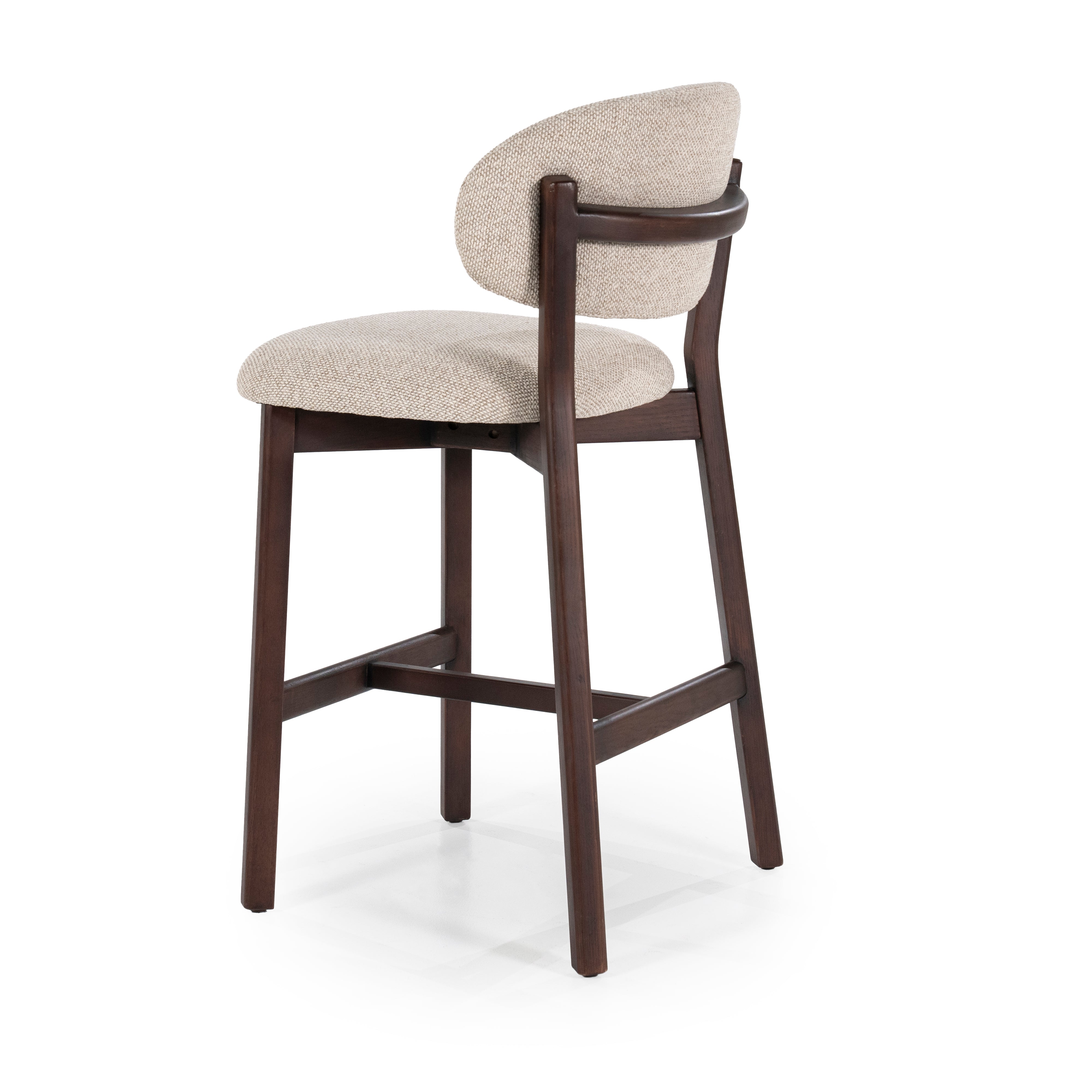 MIKKY taupe stool with a dark oak base