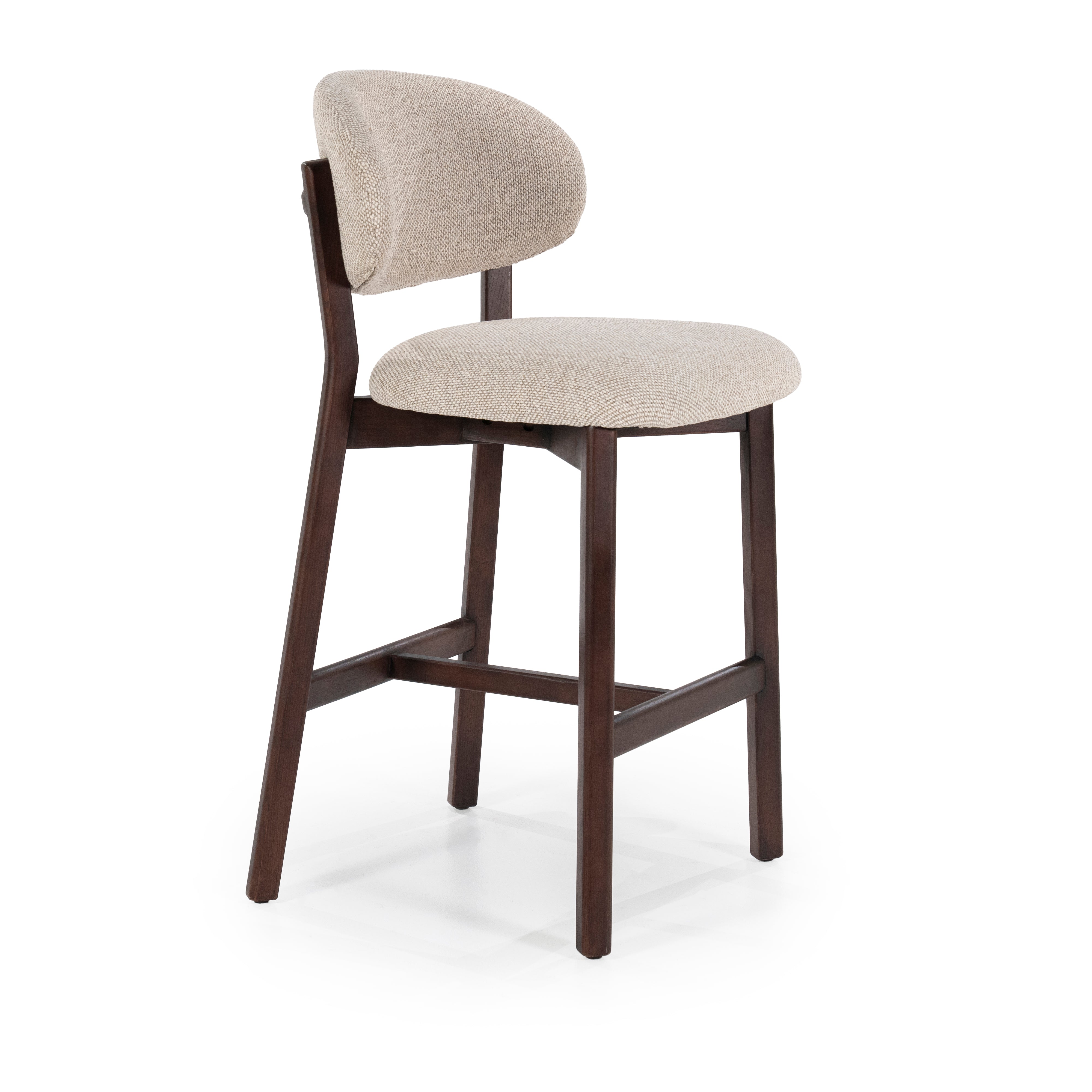 MIKKY taupe stool with a dark oak base