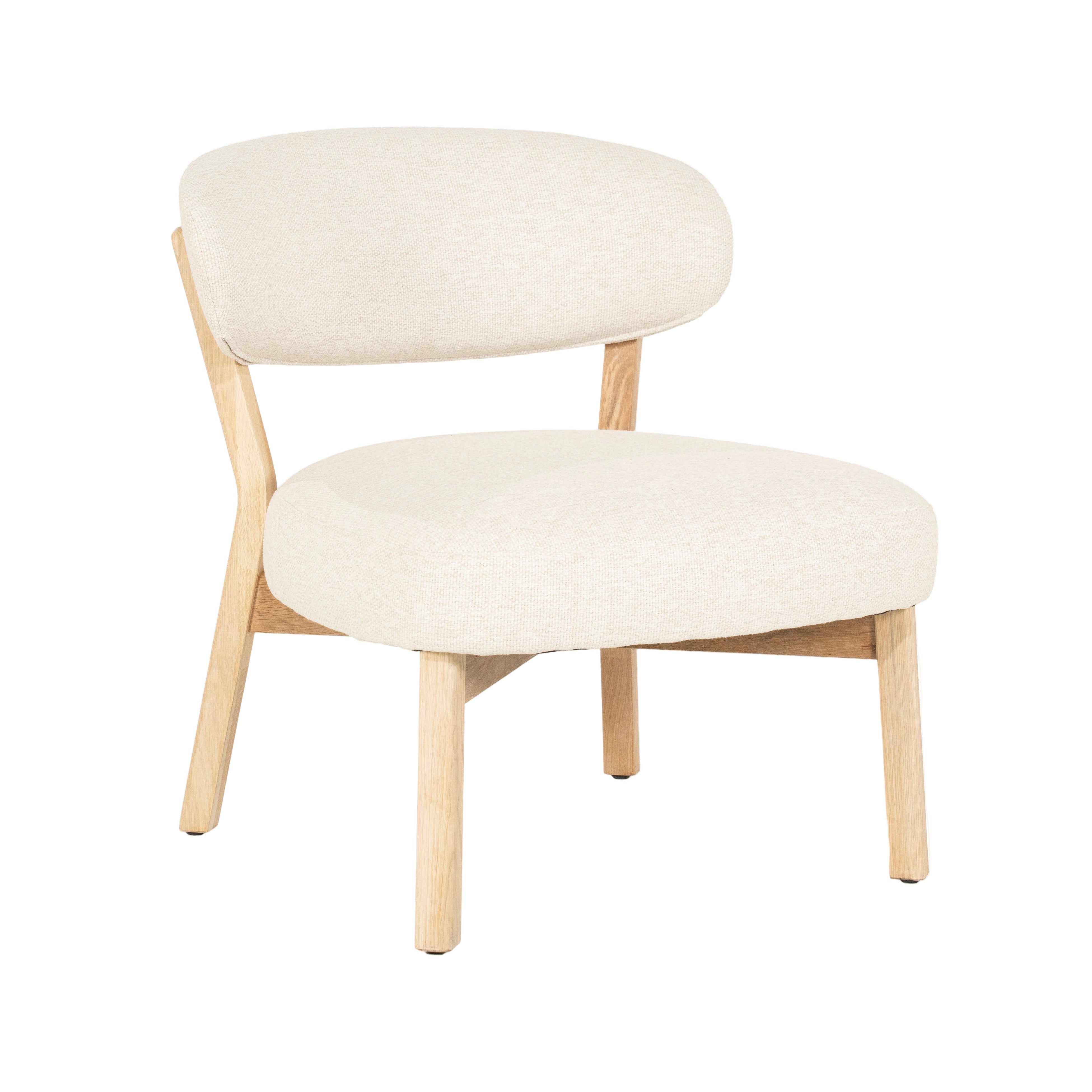 MIKKY Armchair in Light Beige with Light Wooden Base