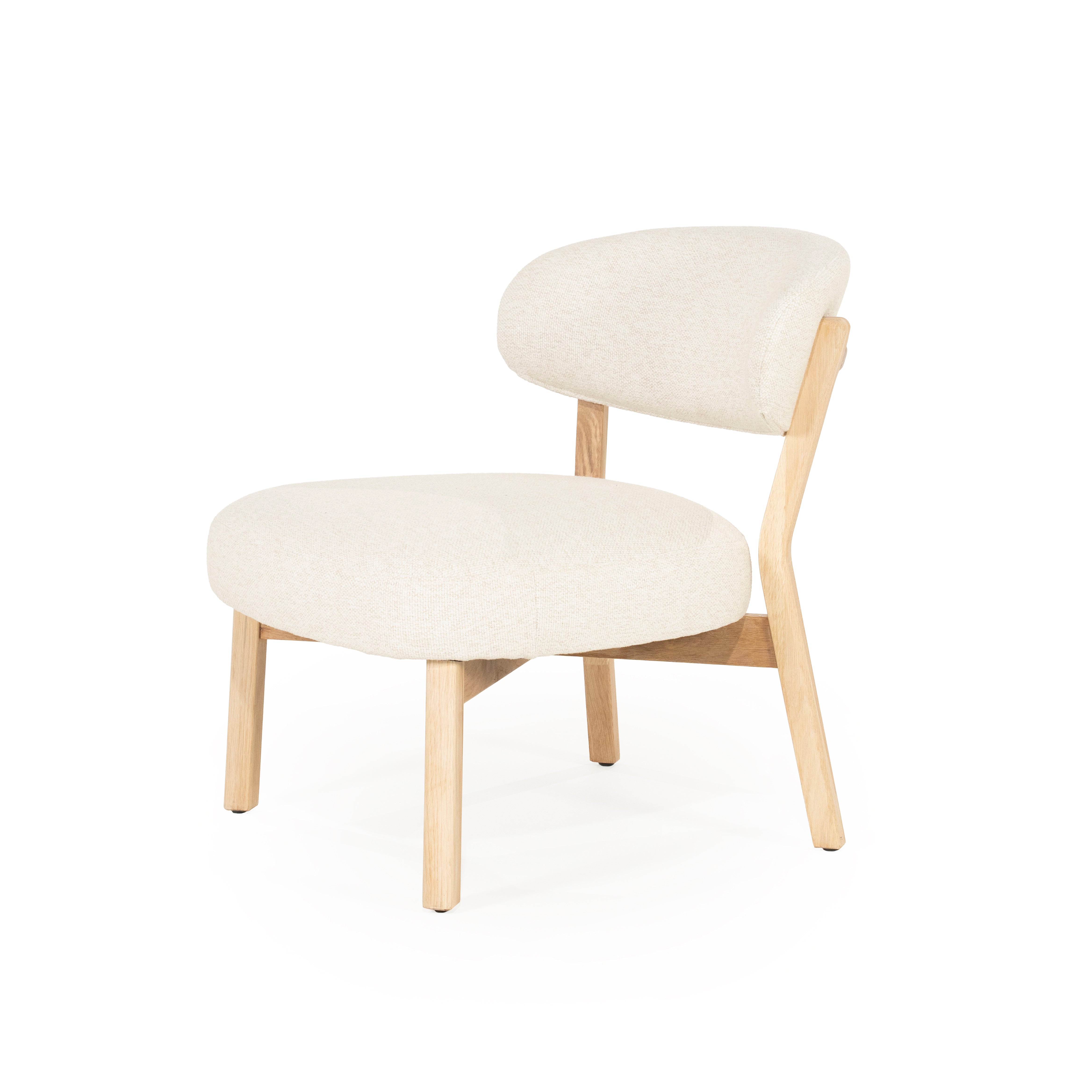 MIKKY Armchair in Light Beige with Light Wooden Base