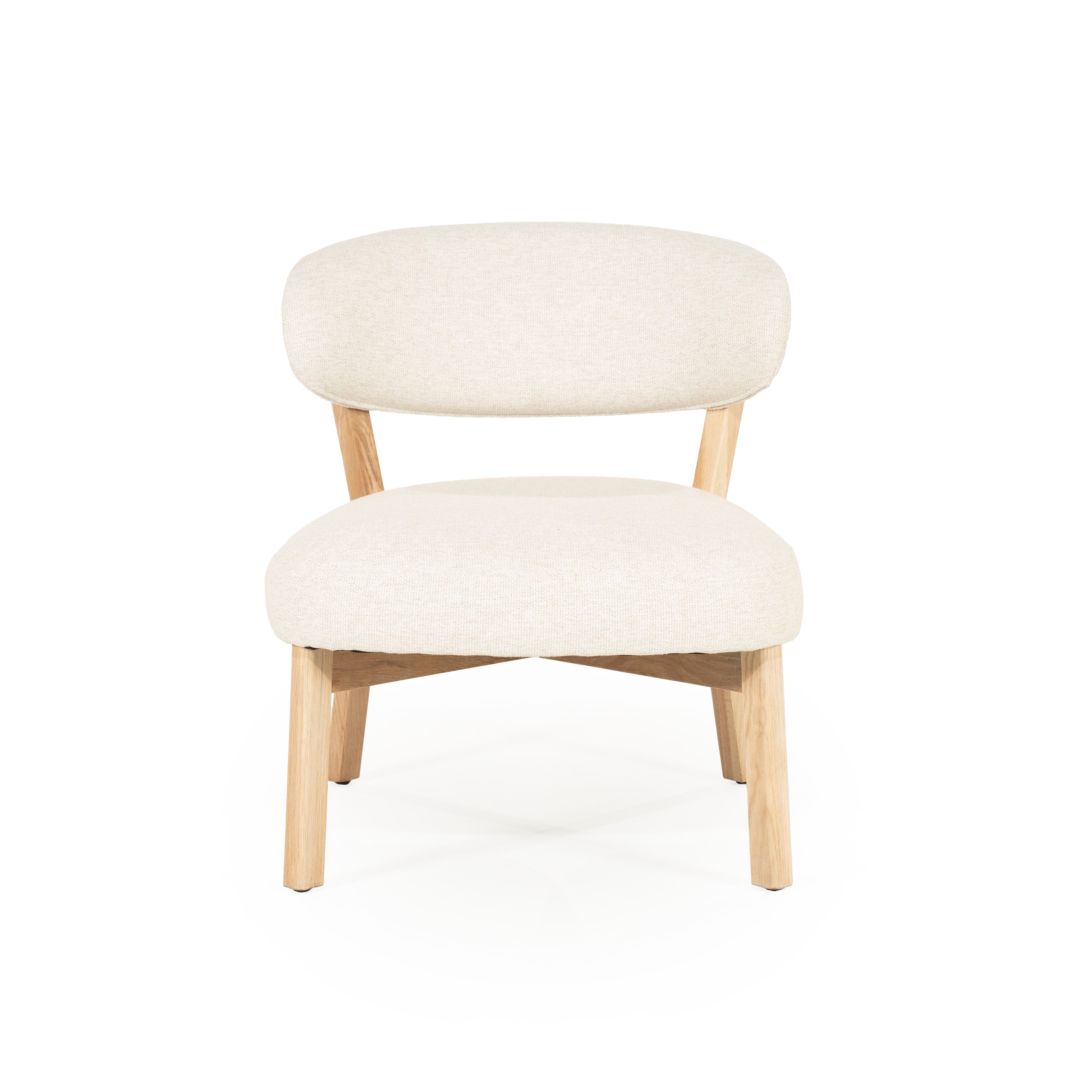 MIKKY Armchair in Light Beige with Light Wooden Base