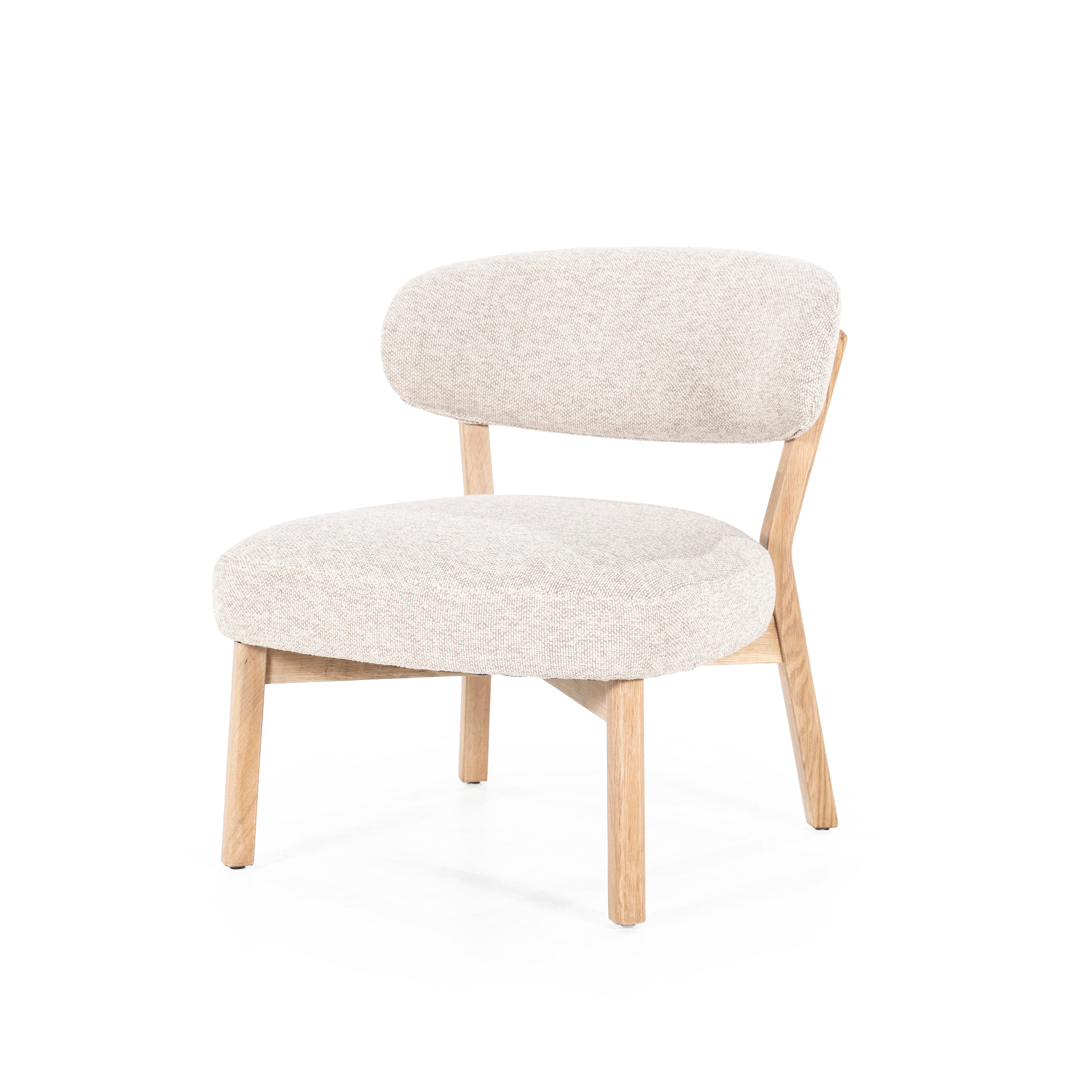 Beige MIKKY fauteuil met lichte houten basis