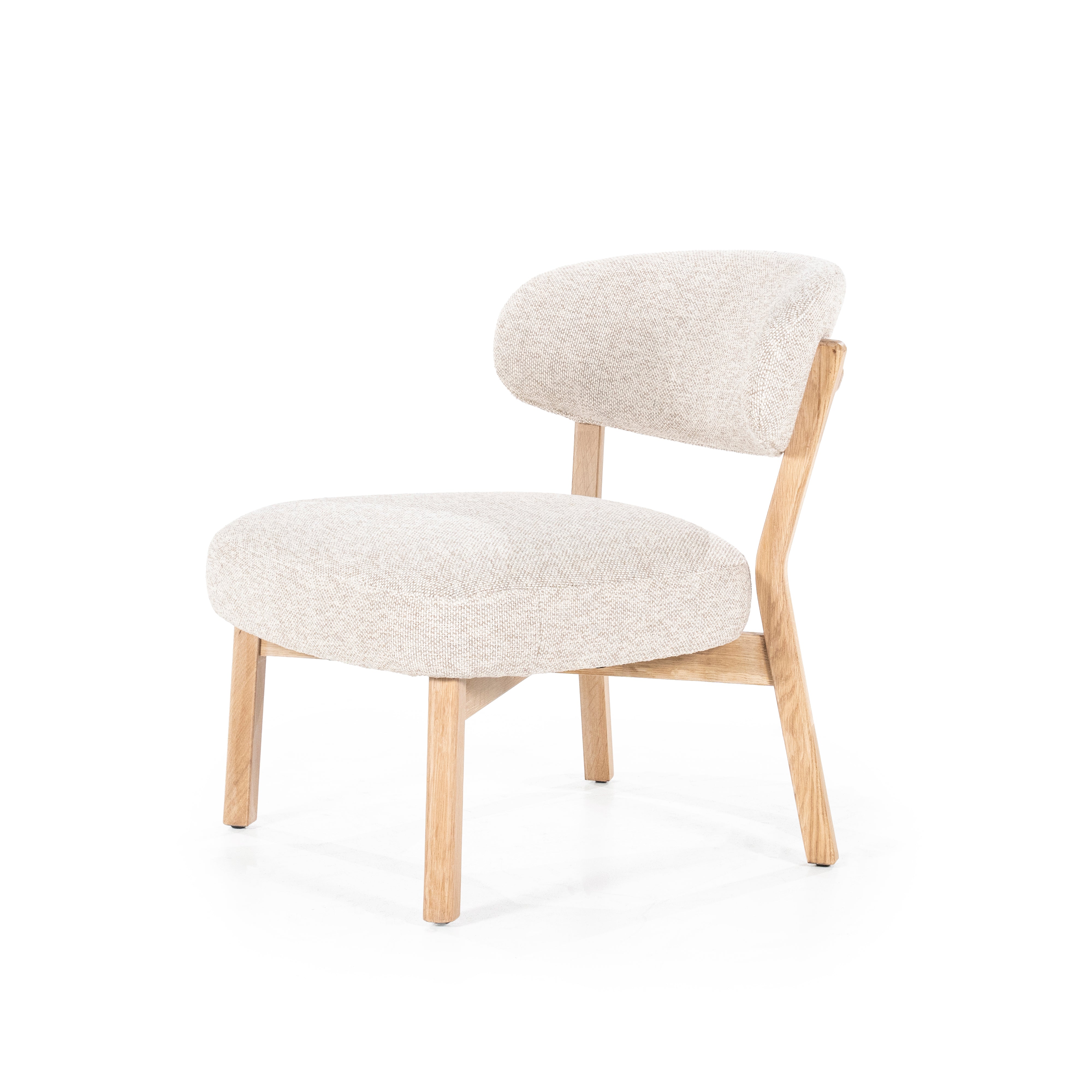 Beige MIKKY fauteuil met lichte houten basis