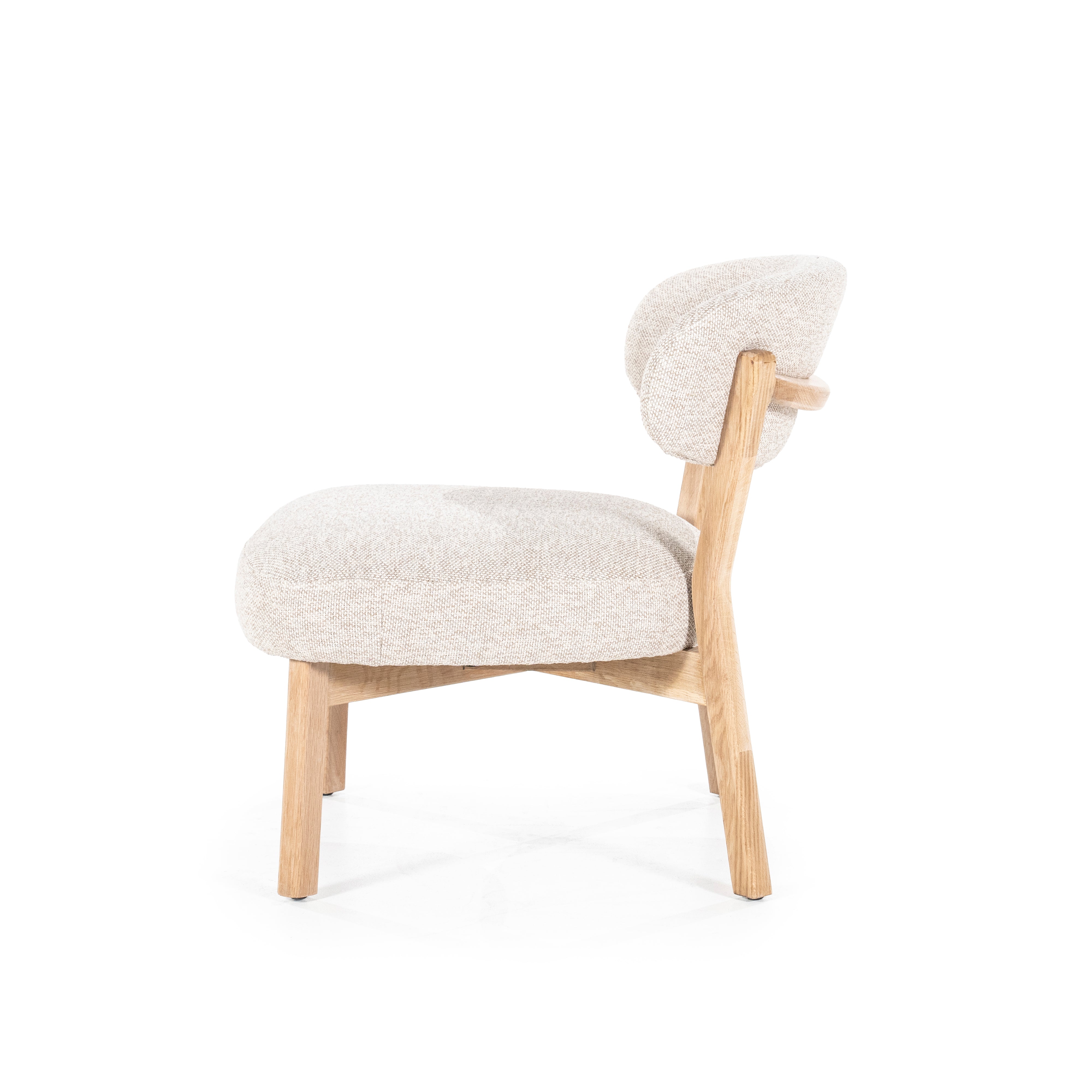Beige MIKKY fauteuil met lichte houten basis