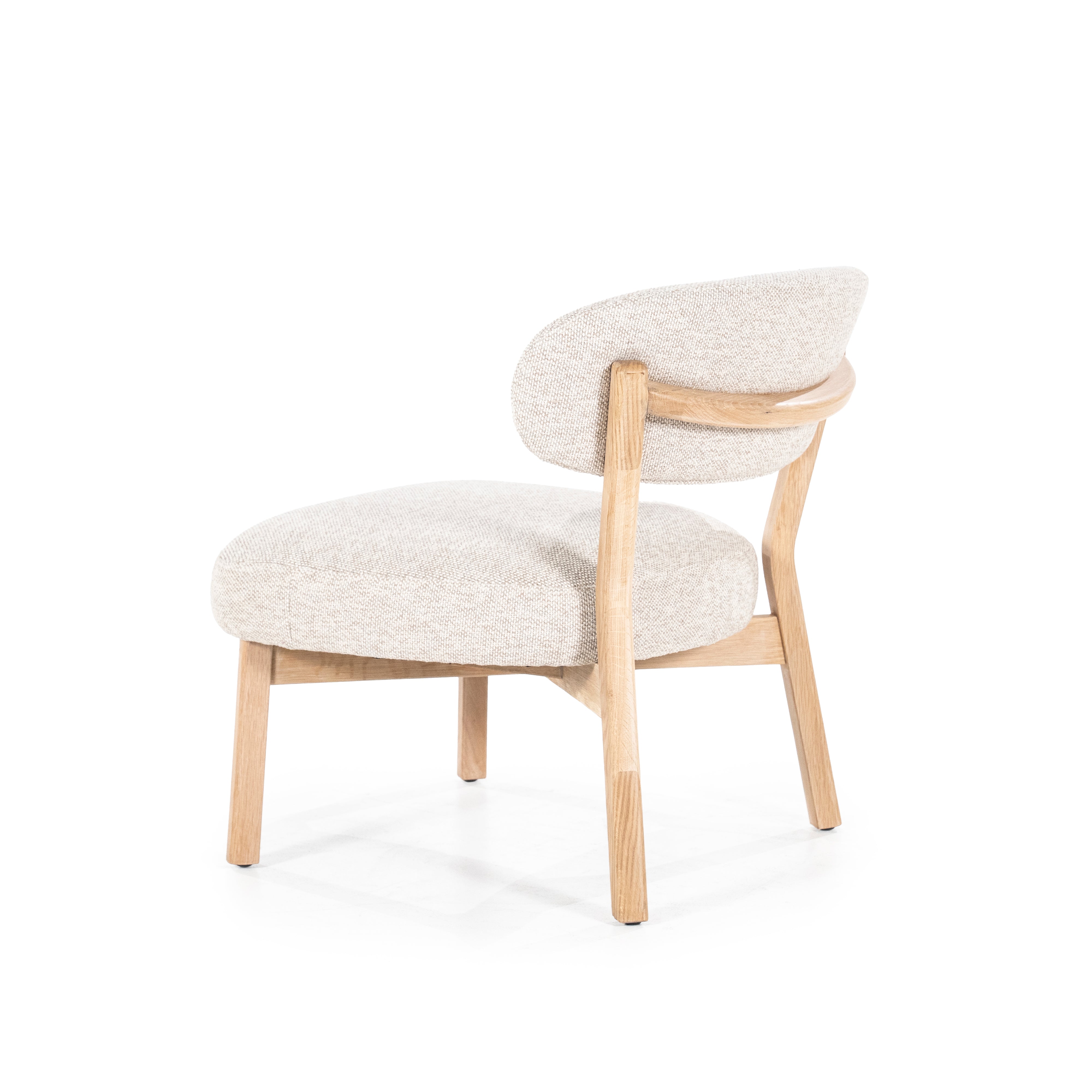 Beige MIKKY fauteuil met lichte houten basis