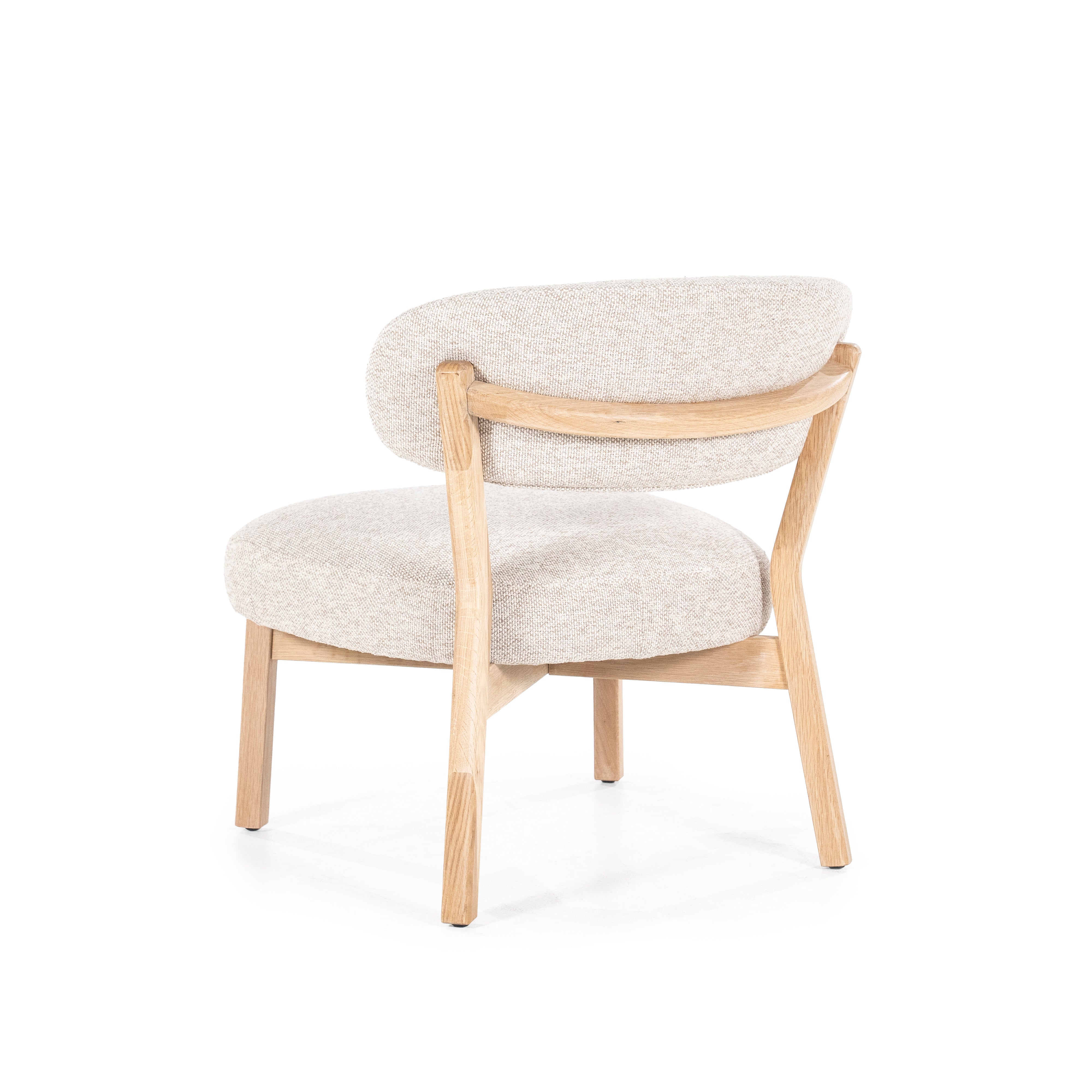 Beige MIKKY fauteuil met lichte houten basis